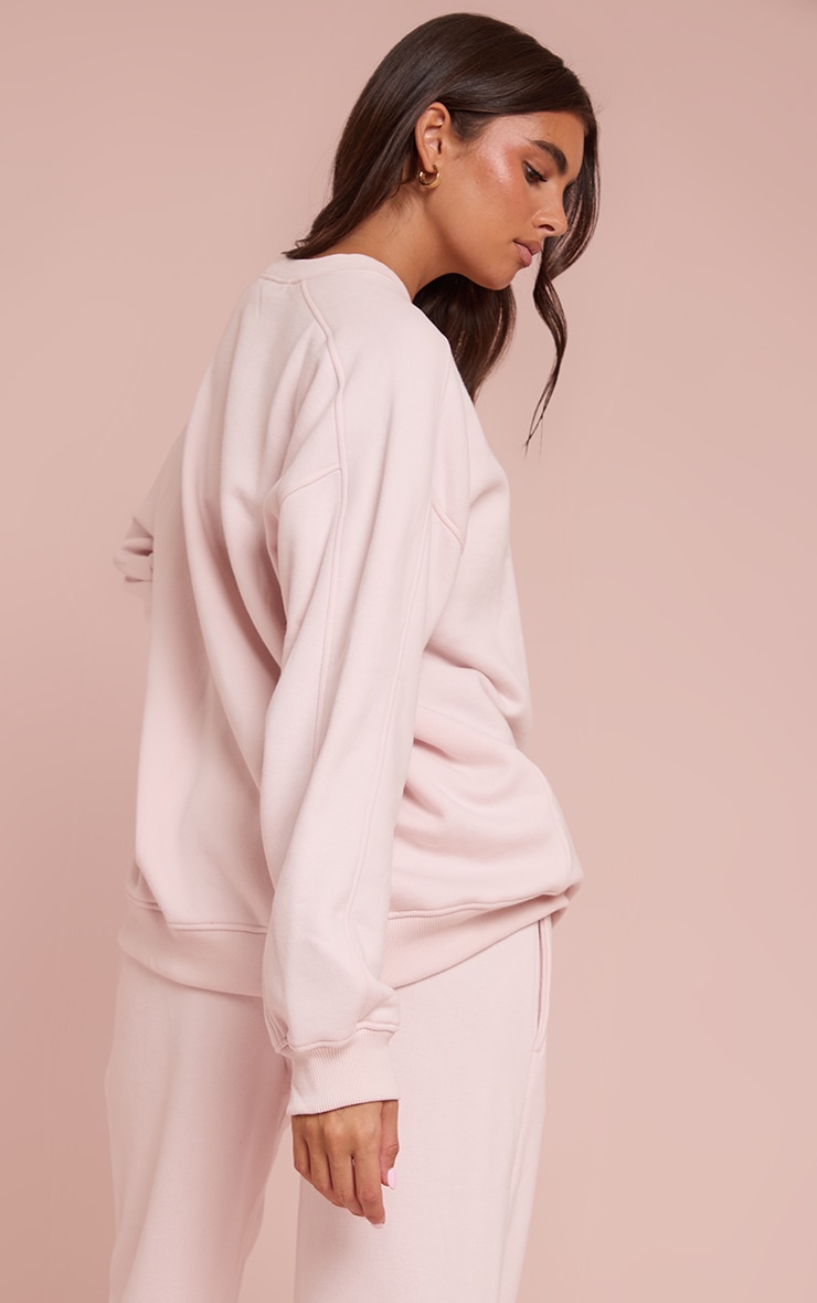 Baby Pink PLT Embossed Crew Neck Sweatshirt image 2