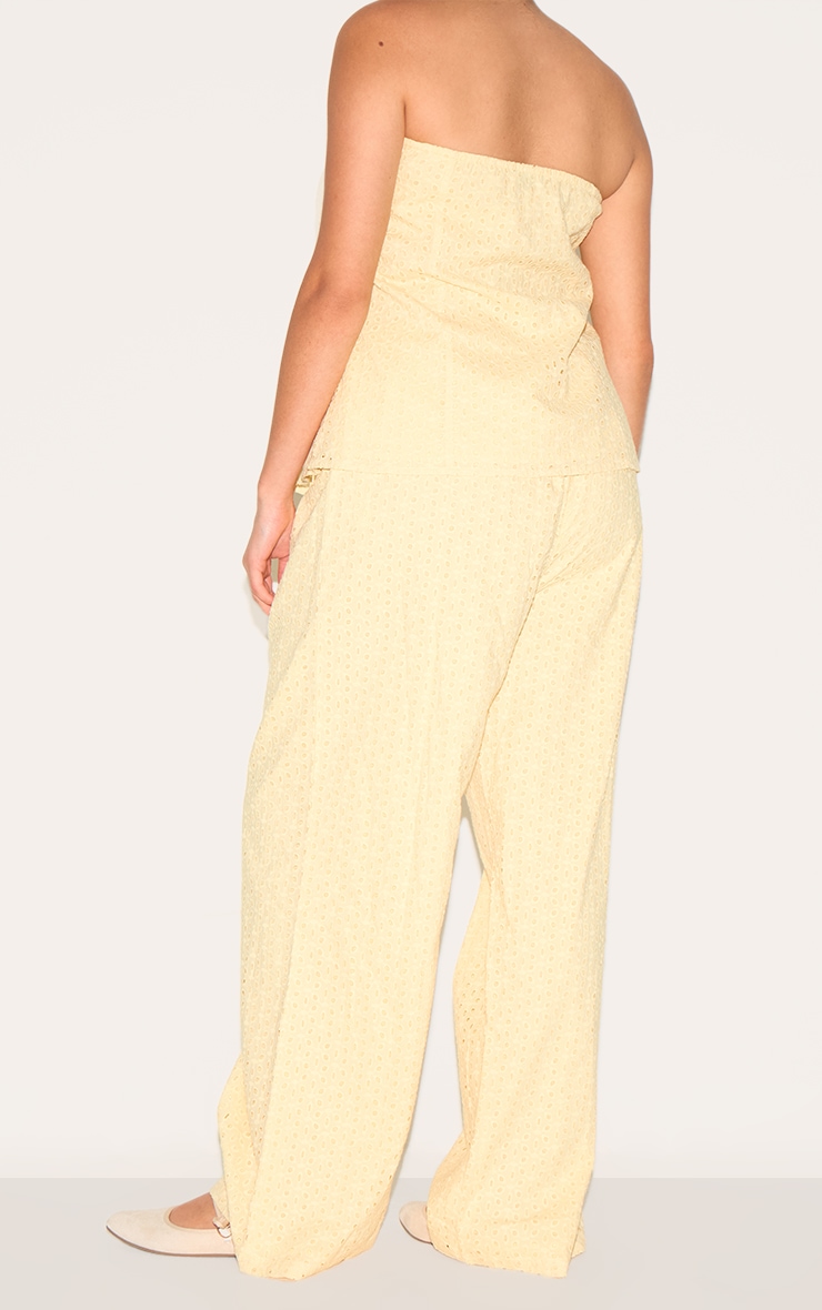 Plus Lemon Embroidered Linen Mid Rise Pants image 3