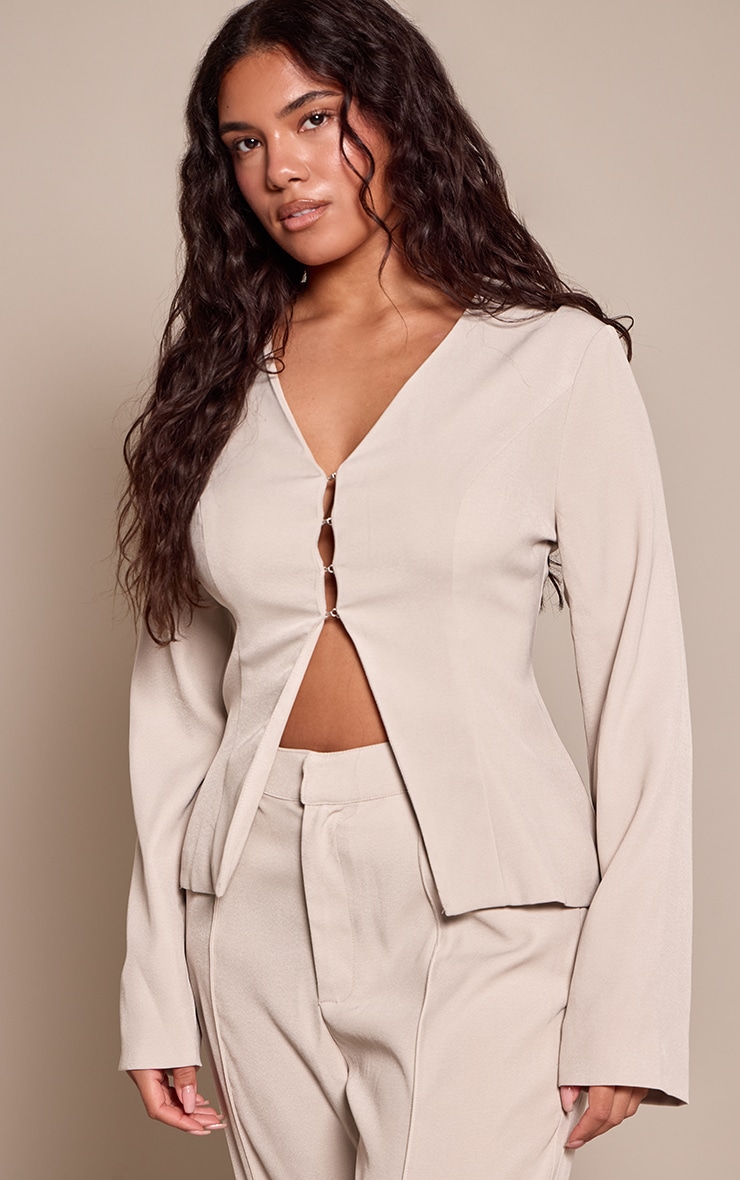 Shape Stone Hook & Eye Fitted Blazer image 1