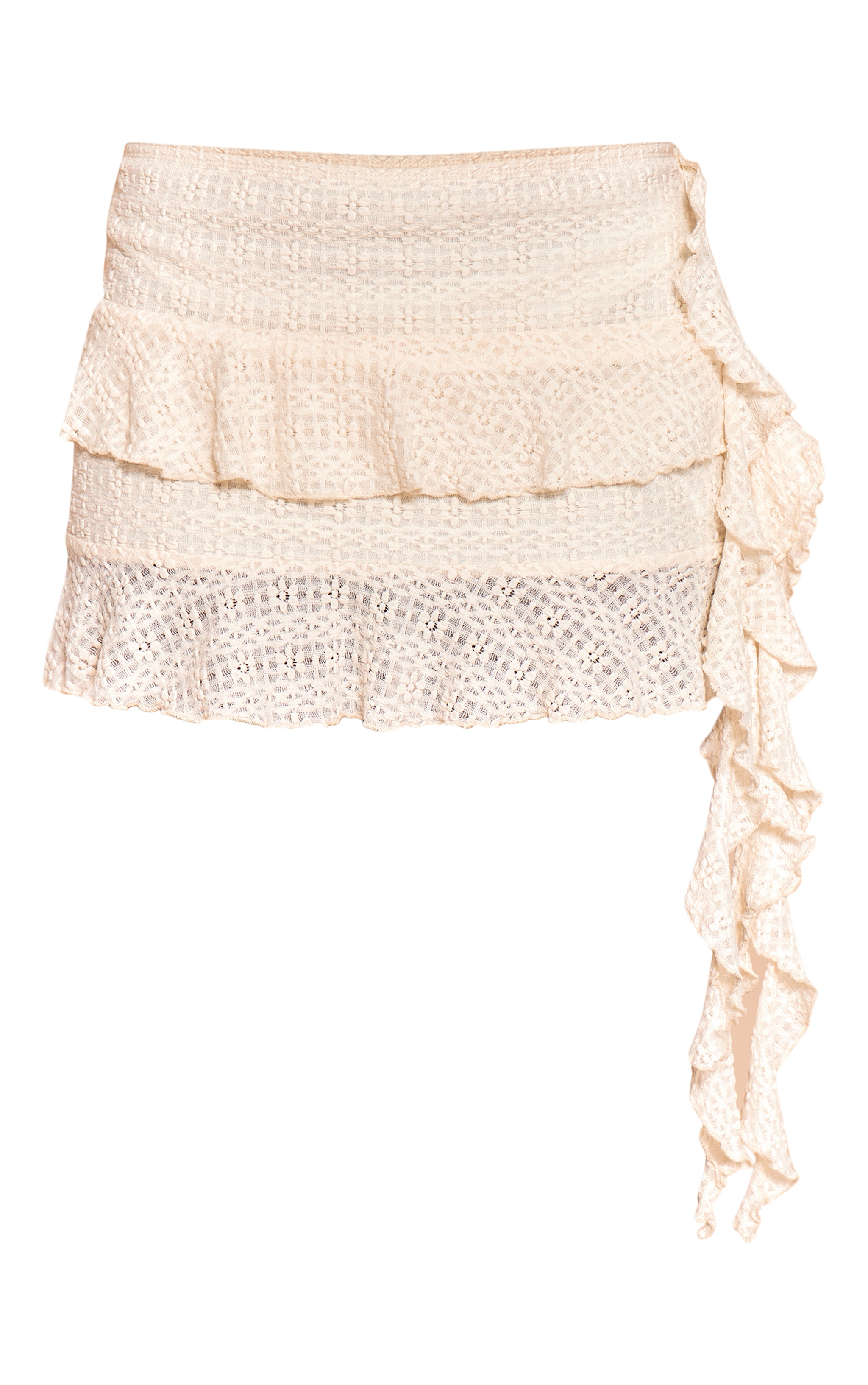 Cream Frill Detail Lace Mini Skirt image 6