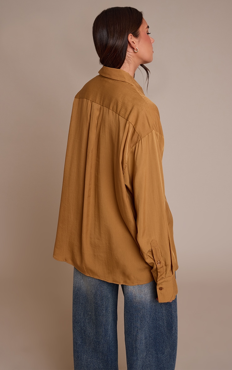 Tan Tencel Oversized Shirt image 2
