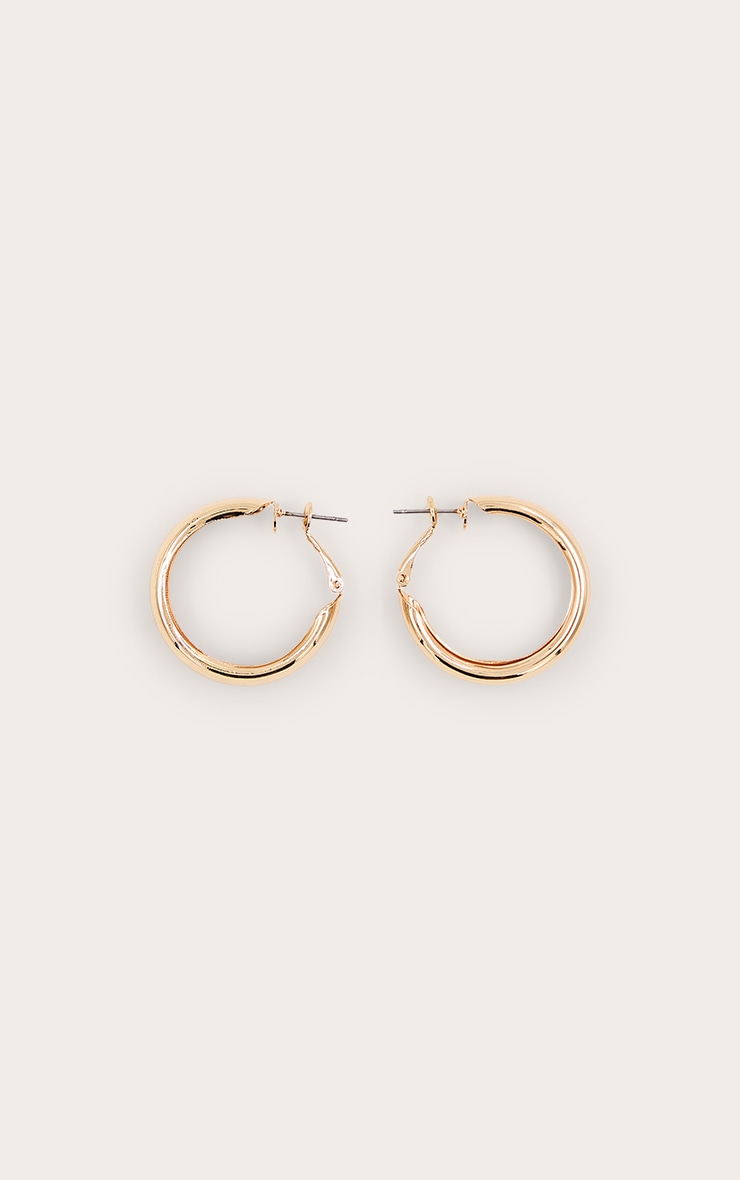 Gold Small Chunky Tubular Hoop Earrings image 3