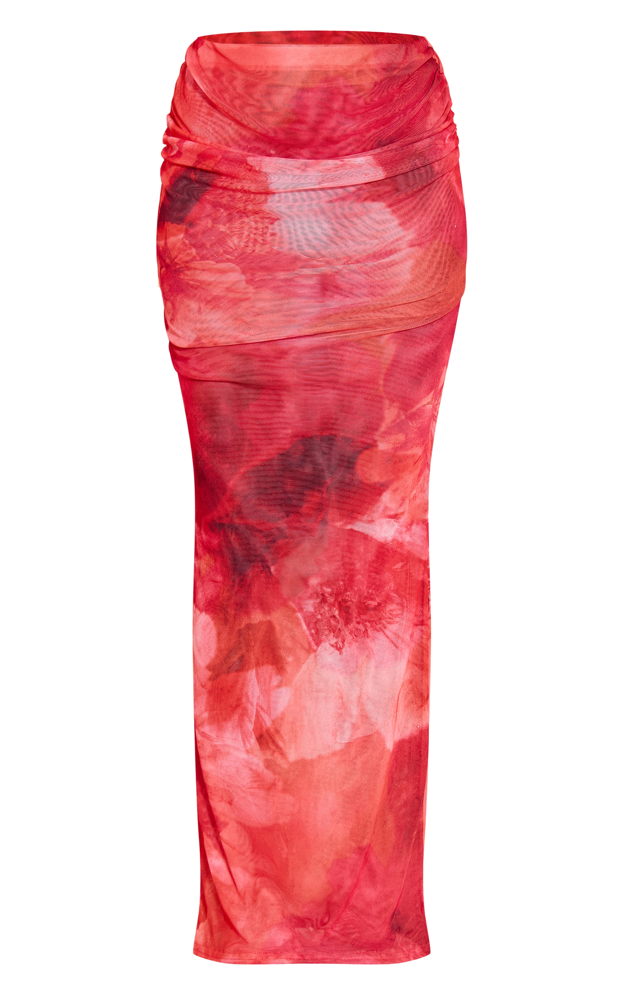 Pink Floral Print Chiffon Mesh Maxi Skirt image 5