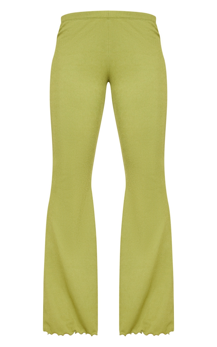  Olive Soft Rib Mid Rise Skinny Straight Pants image 5