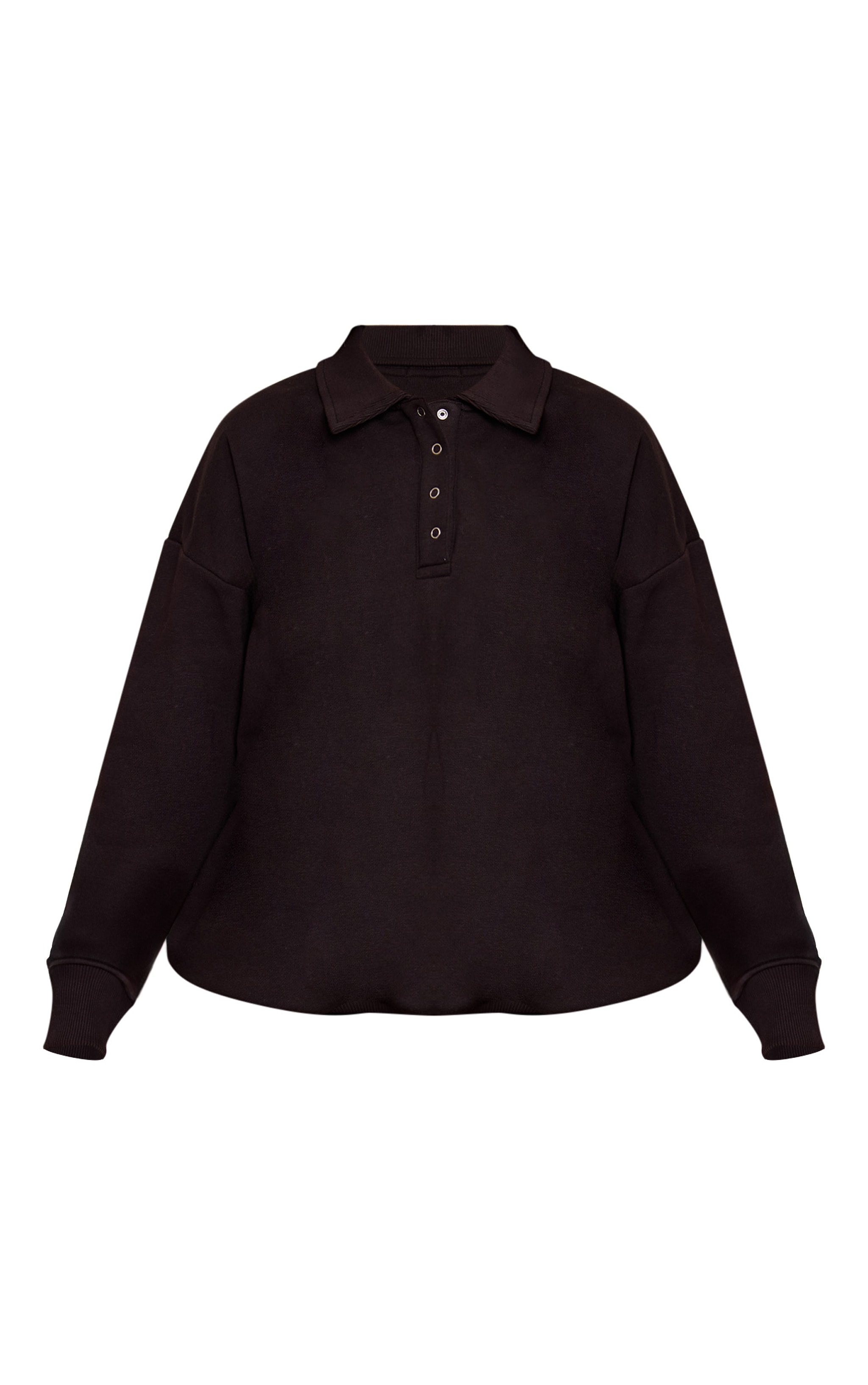 Petite Black Popper Button Collared Sweatshirt image 5