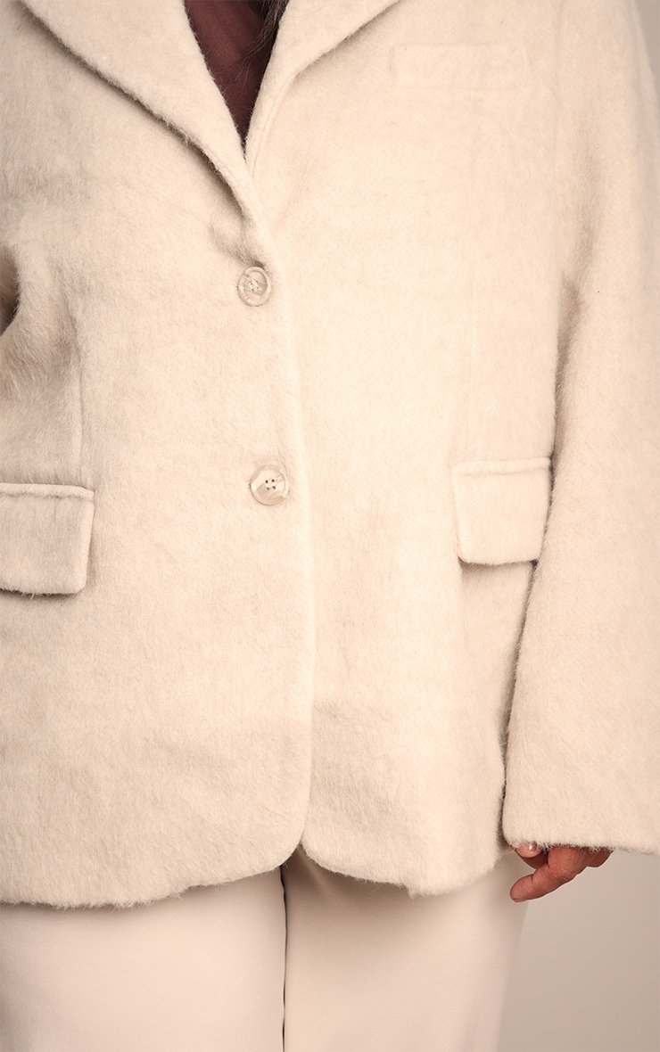 Plus Oat Brushed Wool Look Oversized Blazer image 4