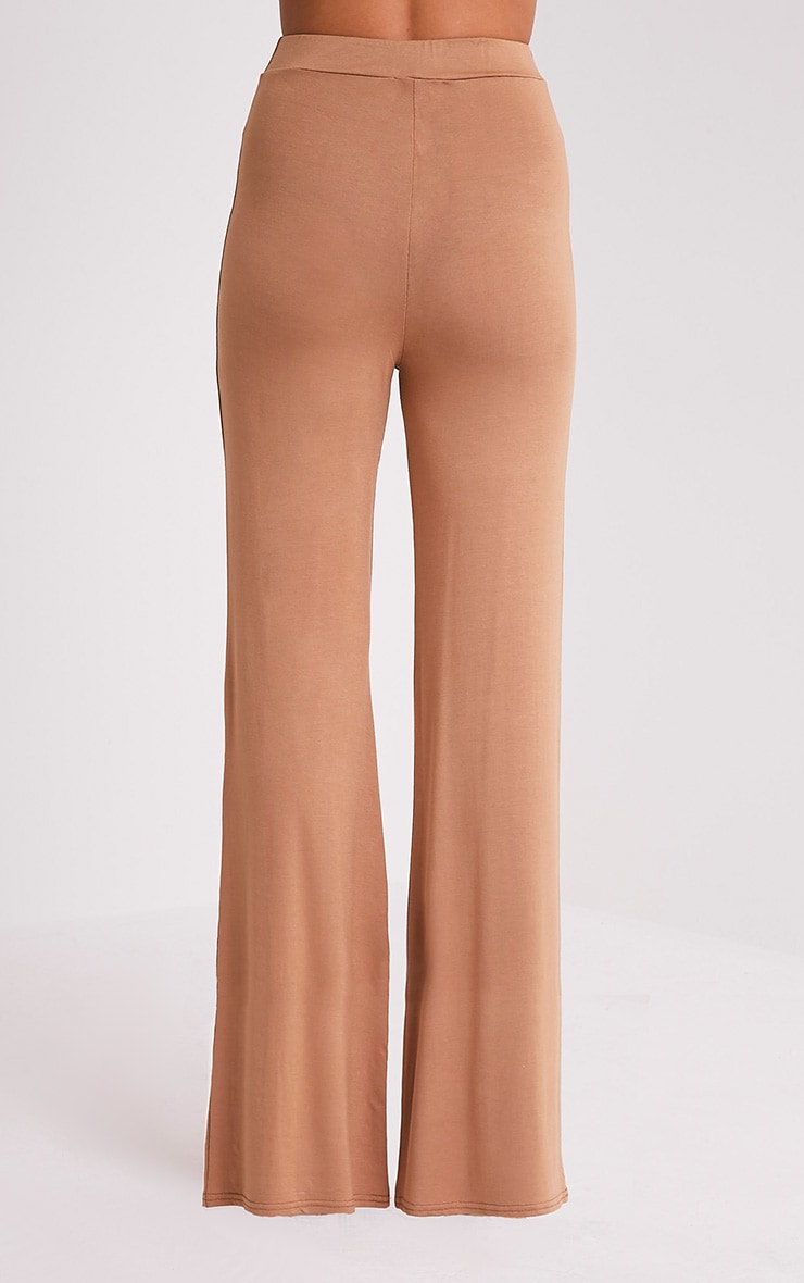 Basic Camel Jersey Wide Leg Trousers image 5