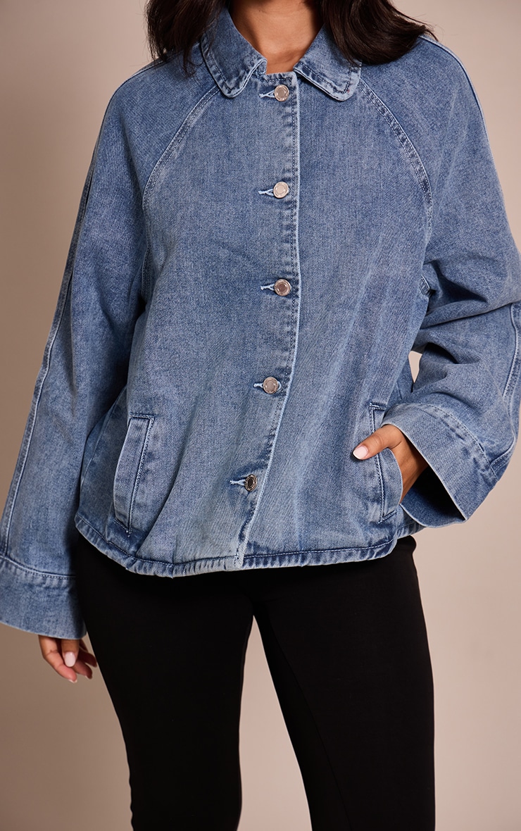 Petite Light Blue Oversized Denim Car Coat image 4