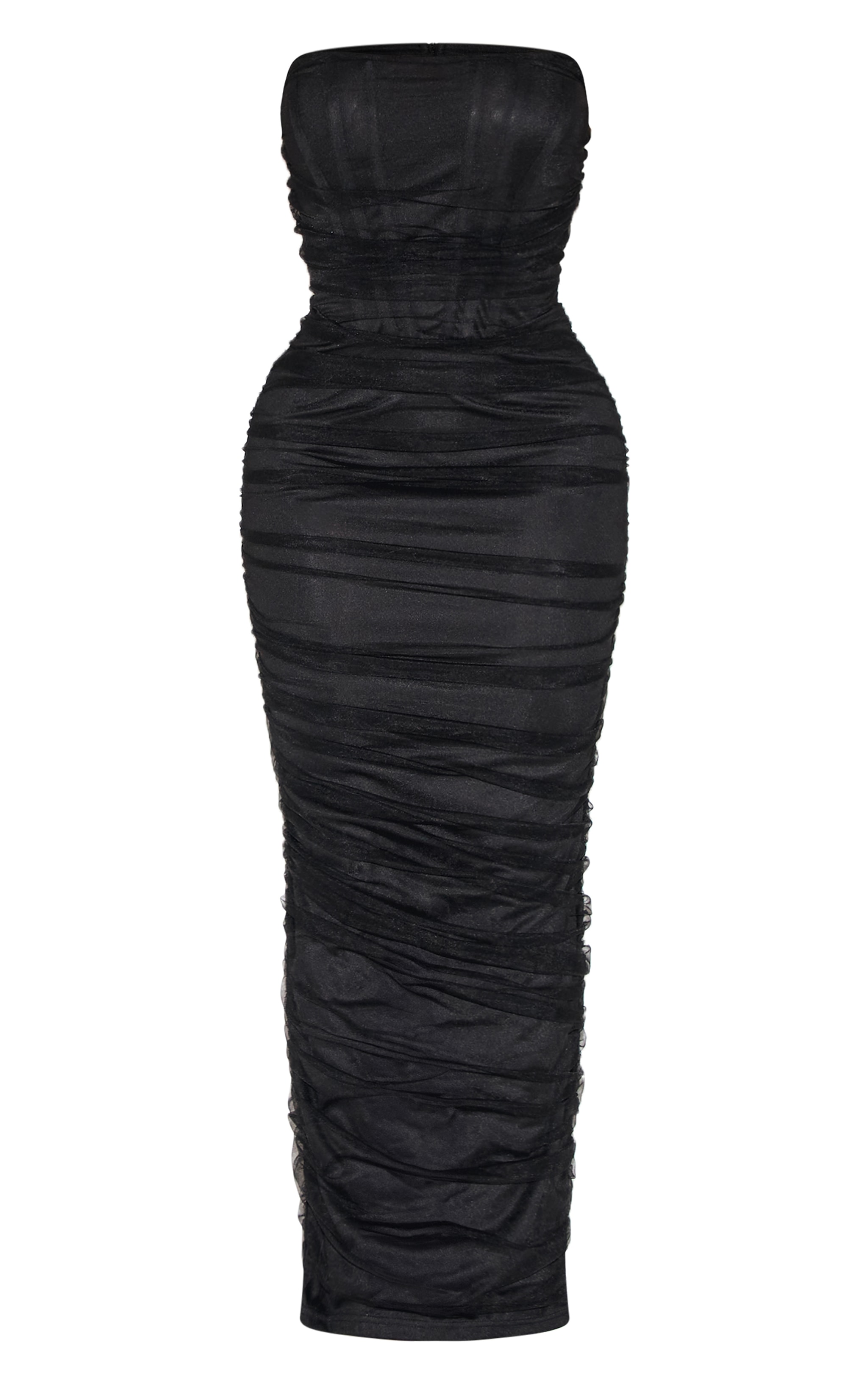 Shape Black Mesh Corset Bandeau Maxi Dress image 5