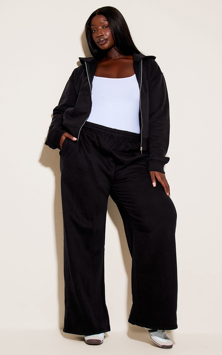 Plus Black Zip Through Hoodie image 3
