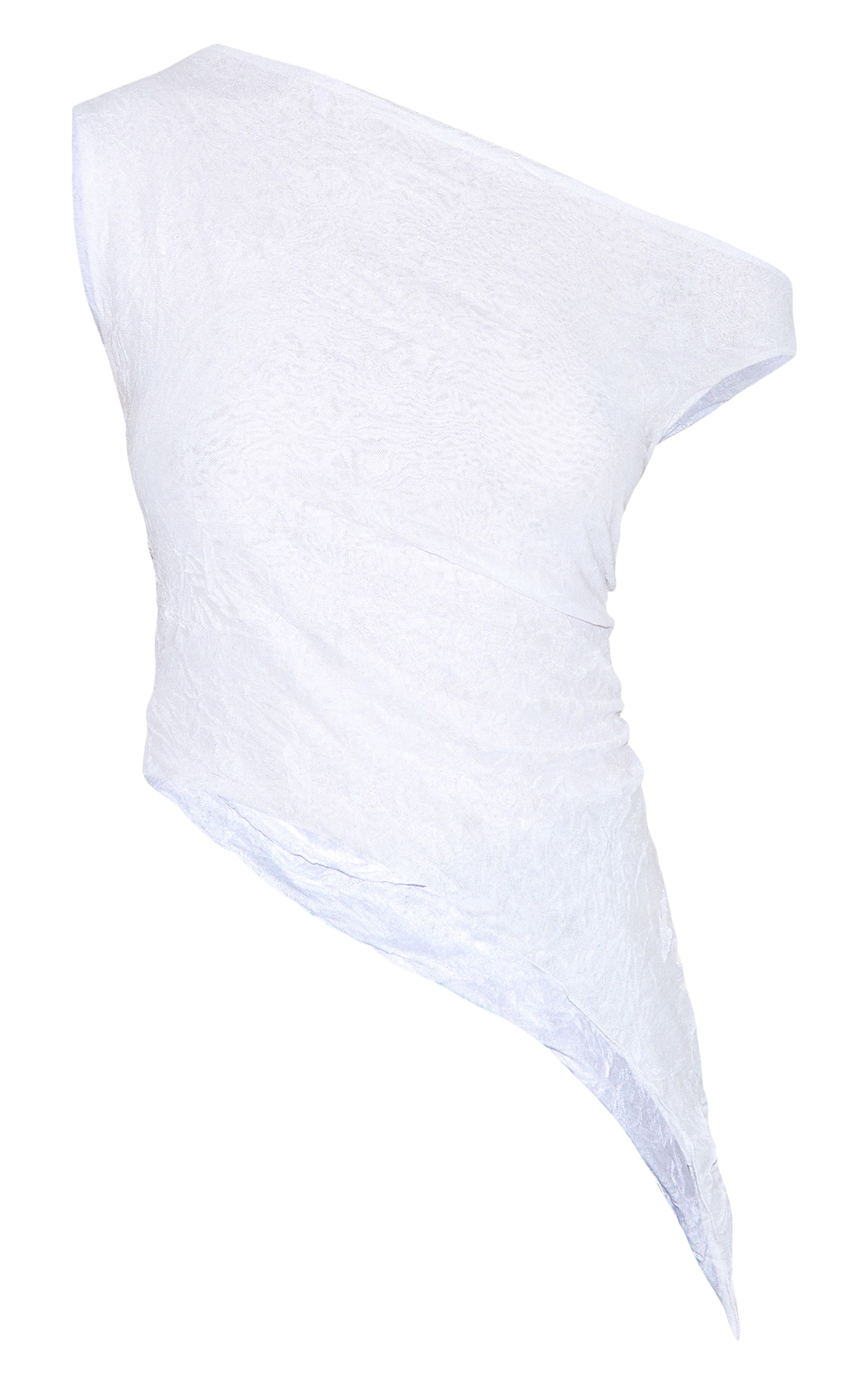 Haut Blanc Asymétrique en Mesh Crêpe image 5