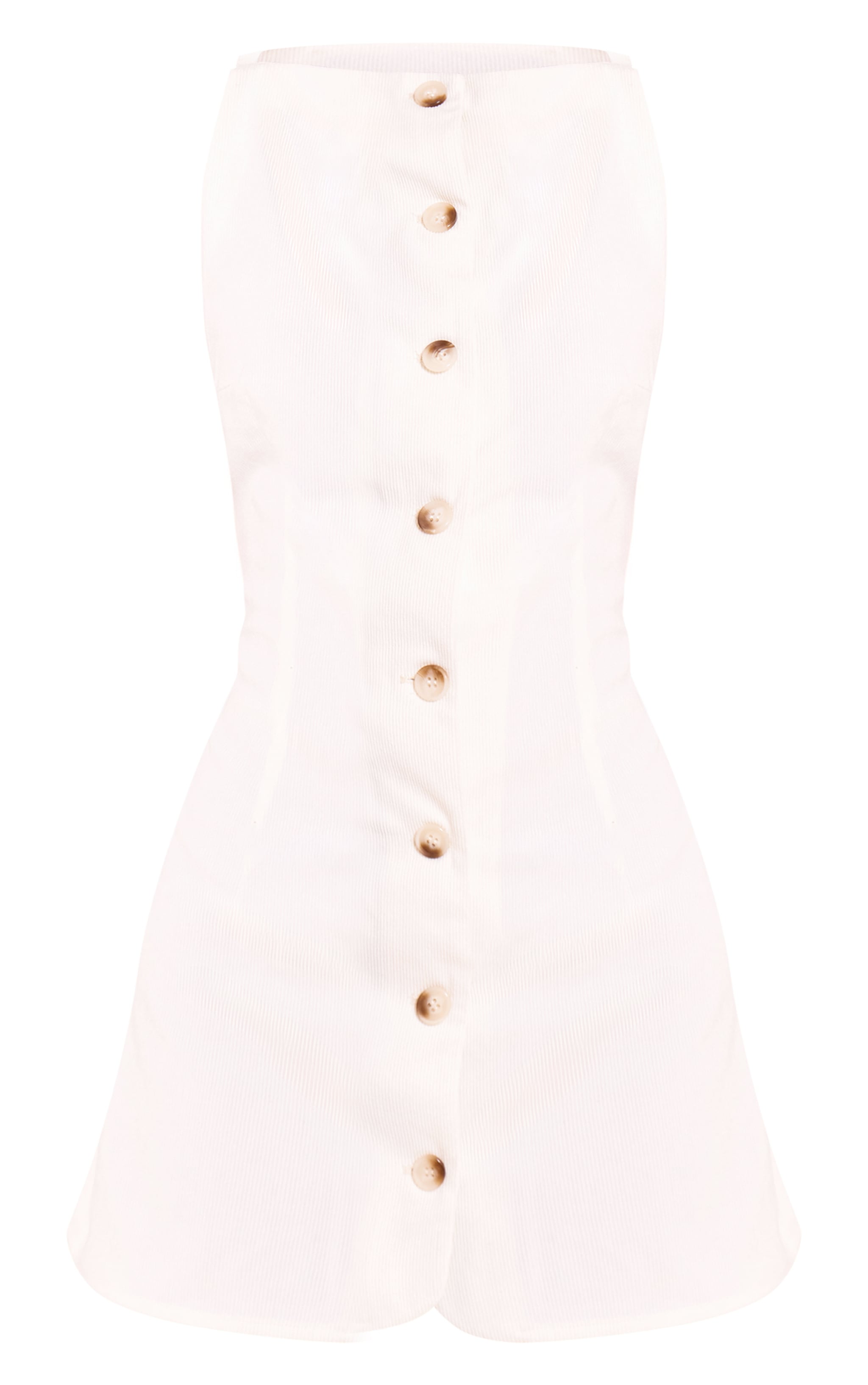 Robe droite en velours côtelé crème à boutons image 5