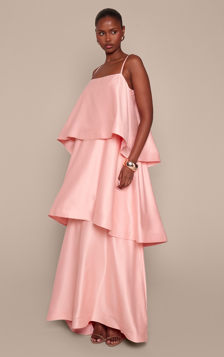 Light Pink Structured Tiered Maxi Dress image 3