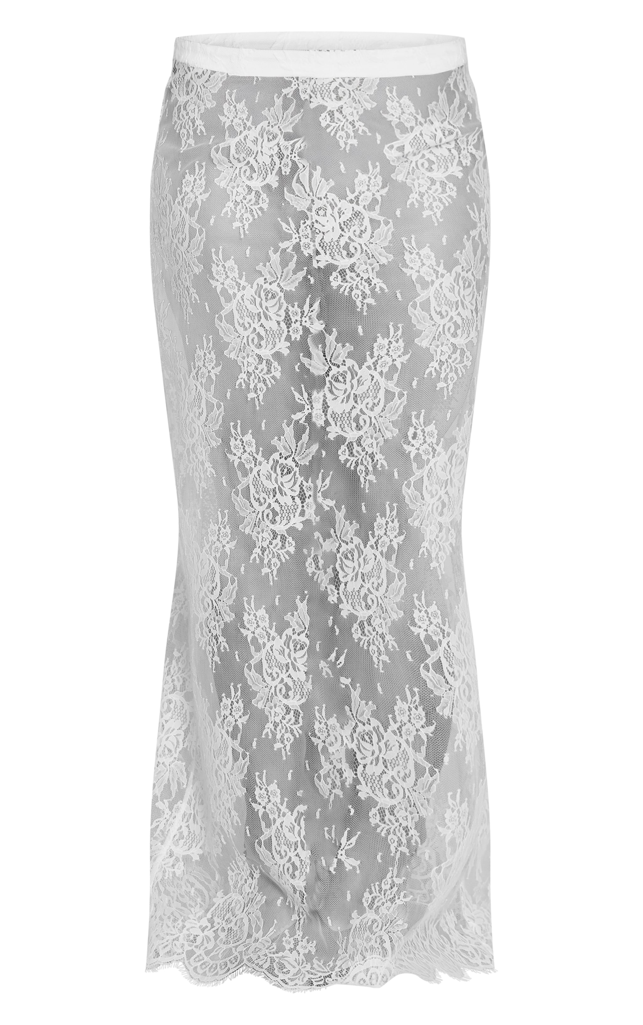 White Lace Column Maxi Skirt
