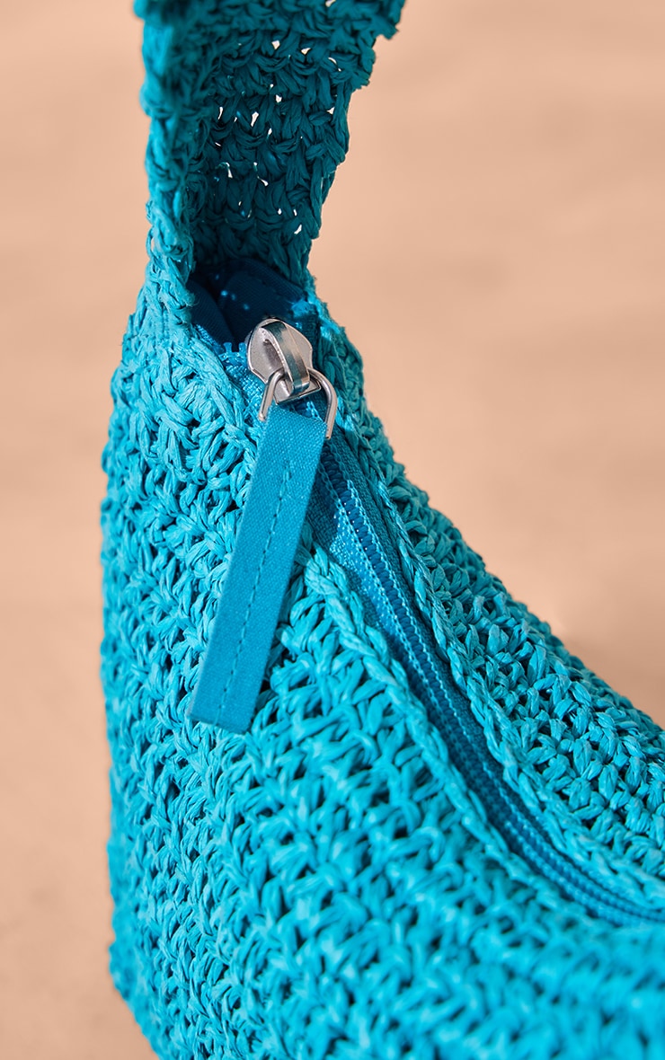 Blue Raffia Shoulder Bag image 3