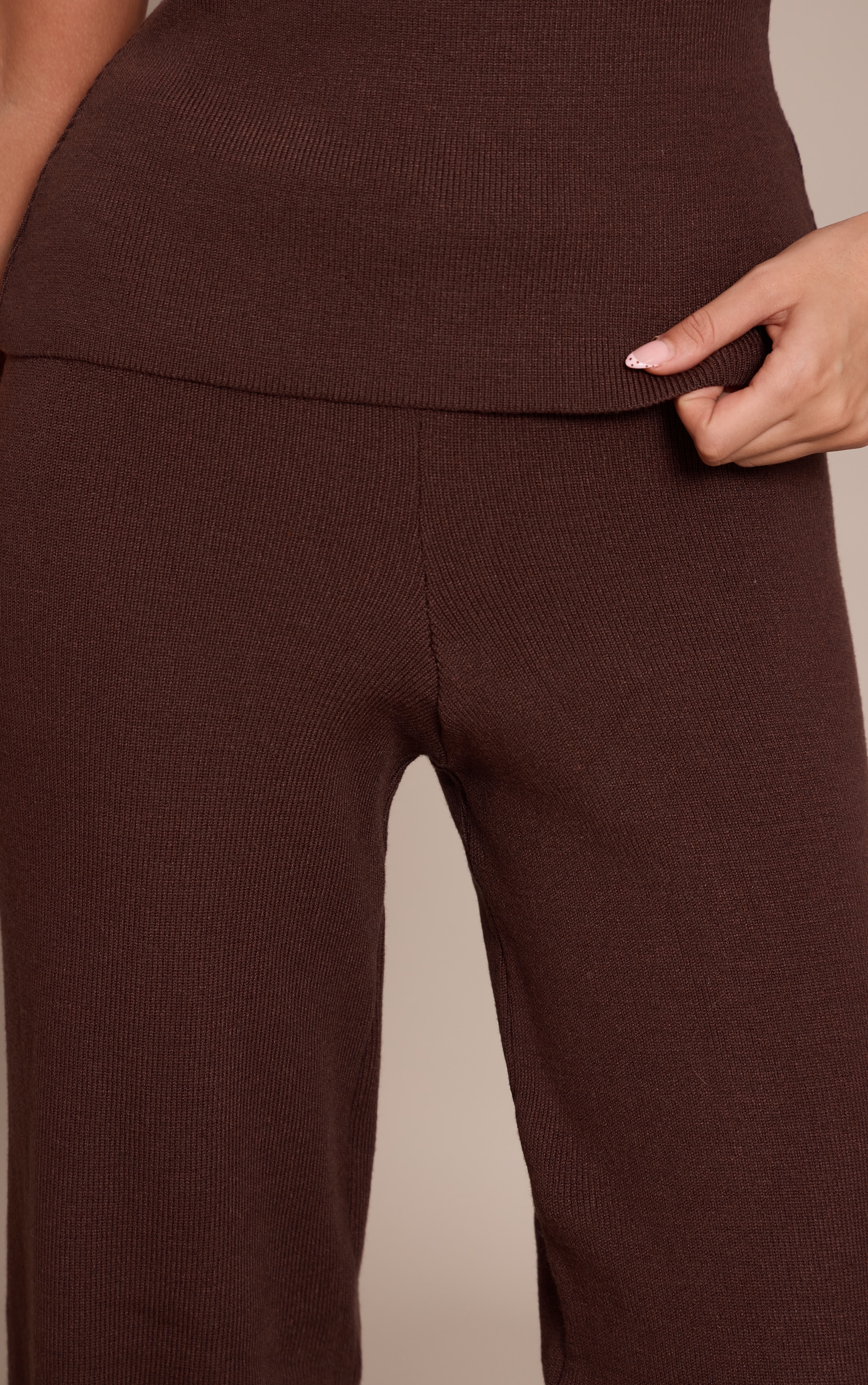 Chocolate Compact Knit Trousers image 4