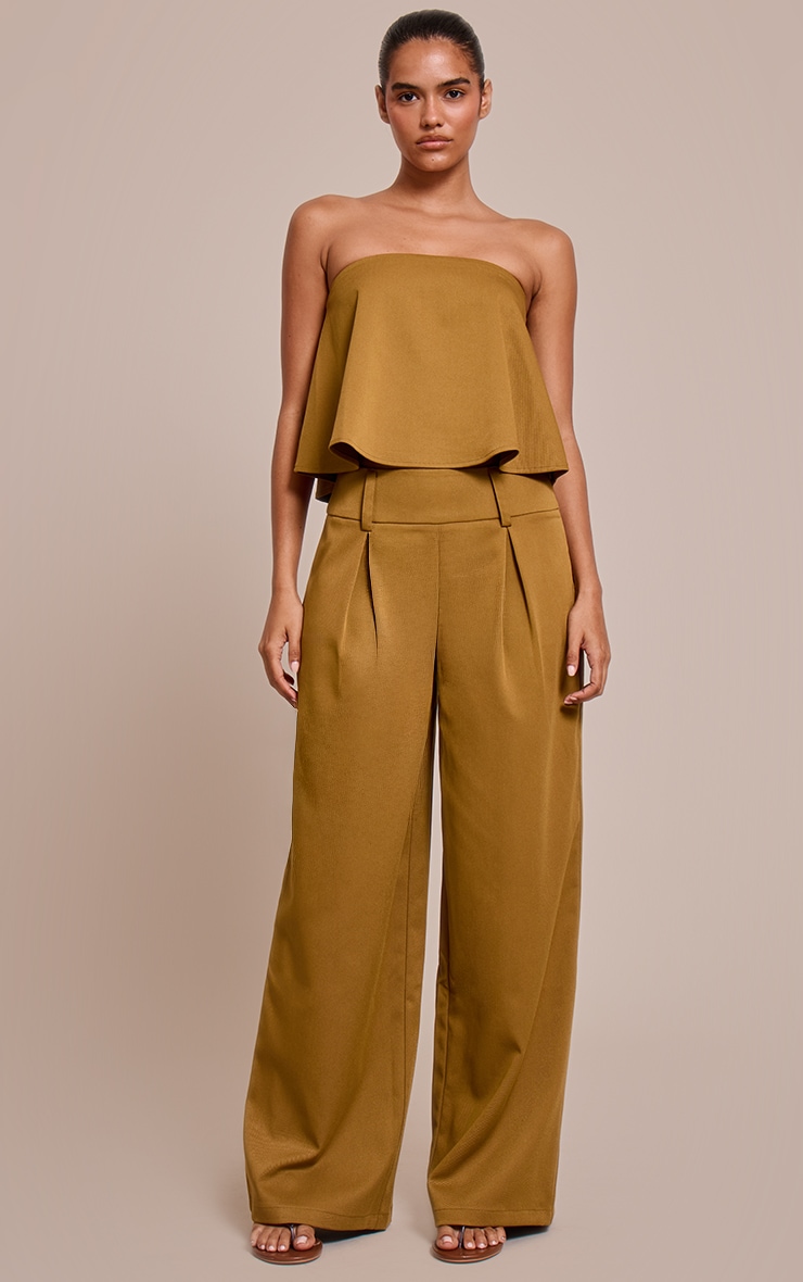Bustier de tailleur fluide tissé marron foncé image 3