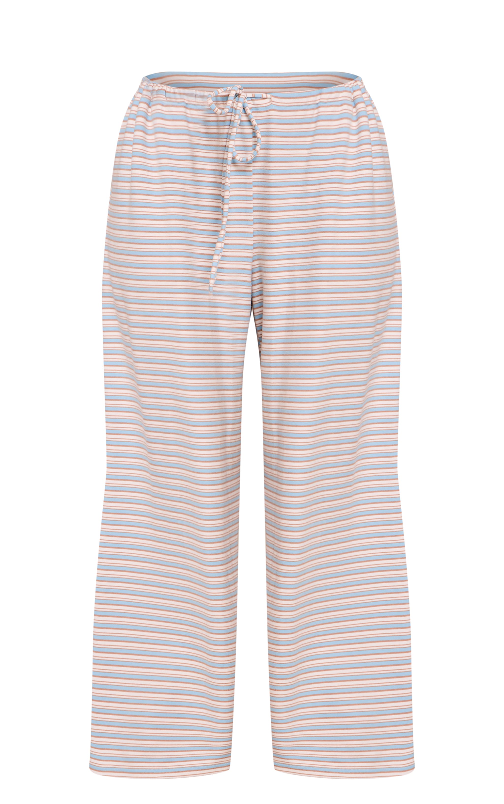 Plus Light Blue Striped Soft Fleece Straight Leg Sweatpants image 5