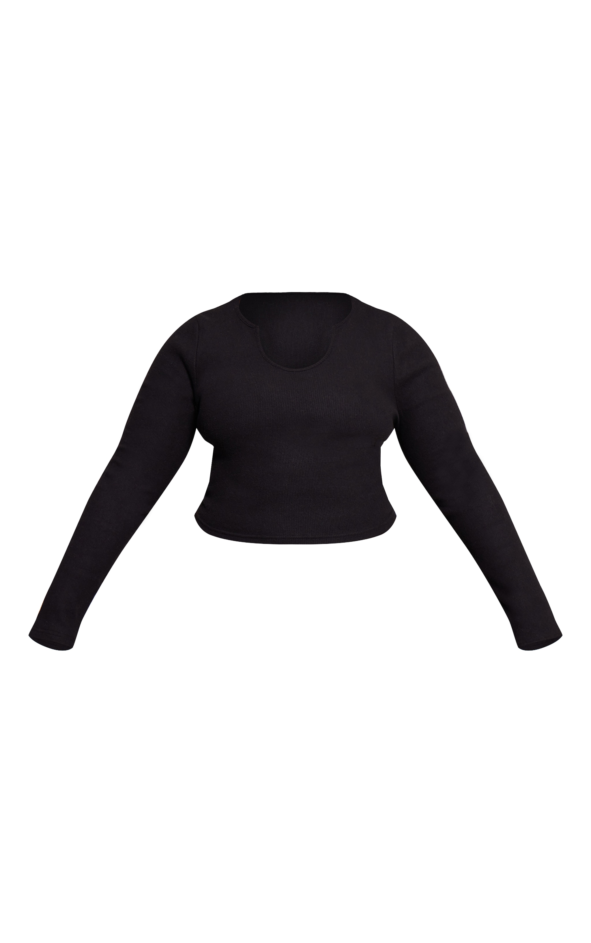 Plus Black Soft Touch Rib Round Neck Long Sleeve Top image 5