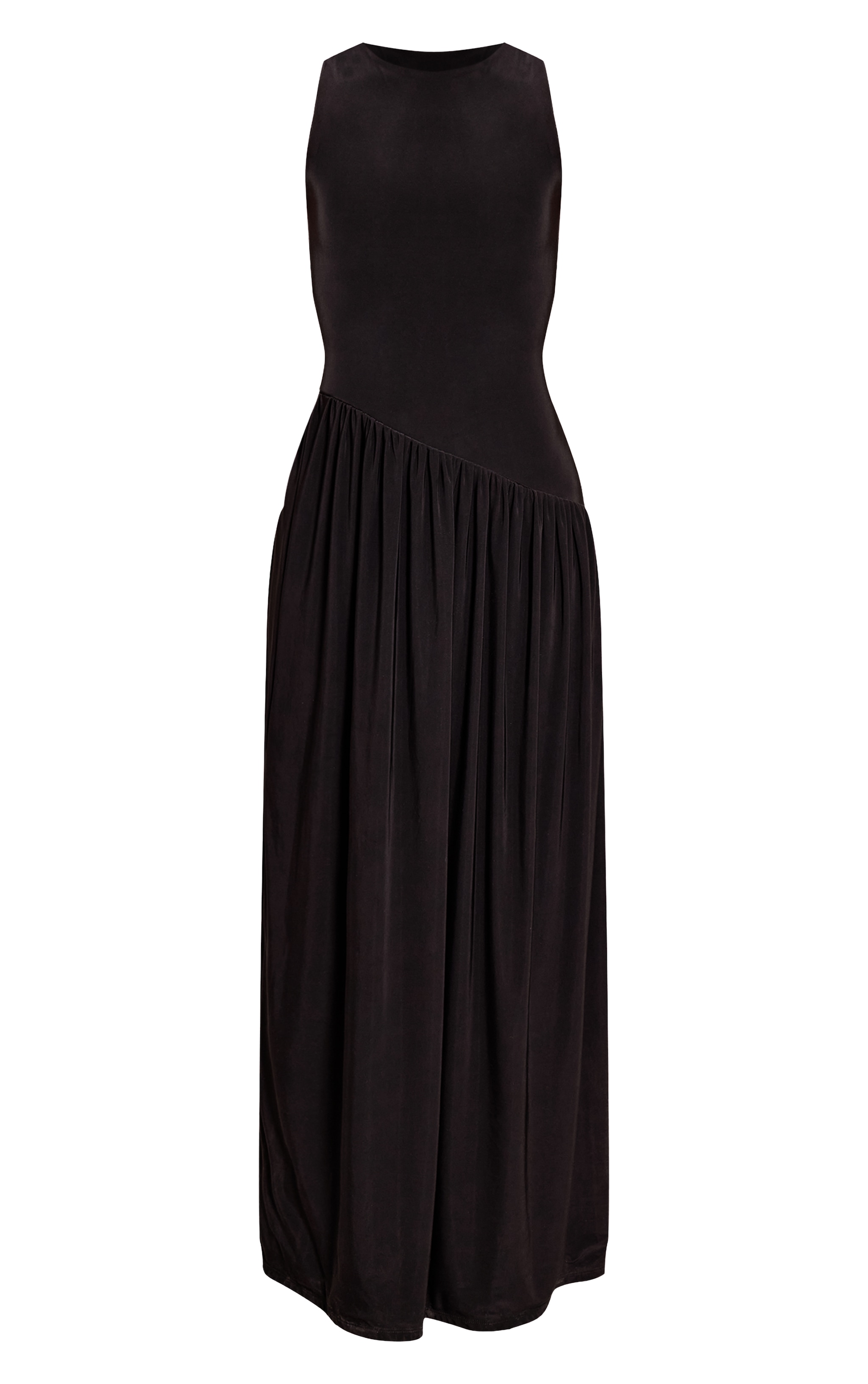 Tall Robe longue doublée douce noire à taille tombante asymétrique image 5