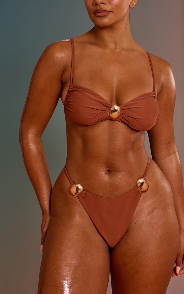 Shape Rust Gold Trim Strappy Bikini Bottom image 1