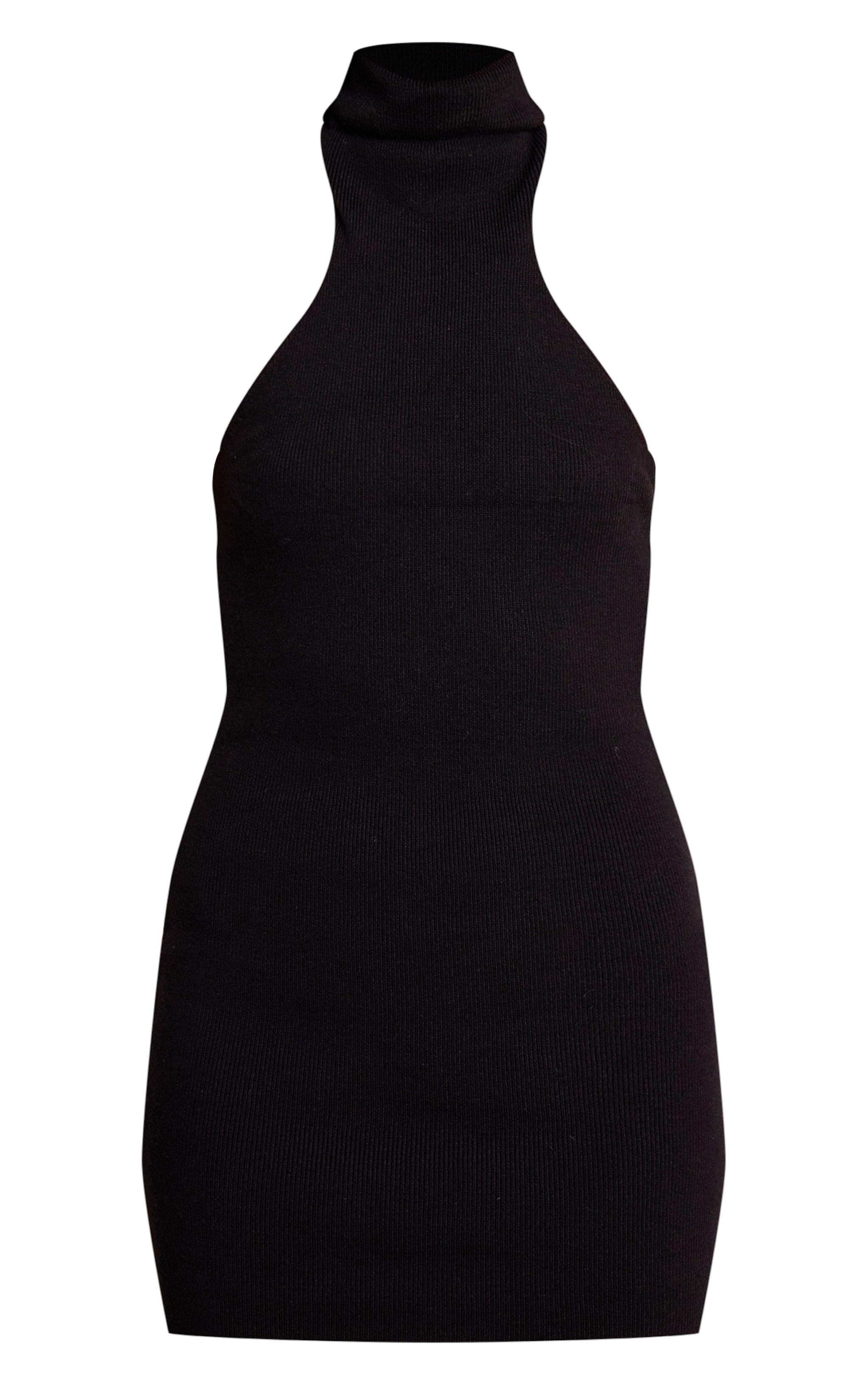 Black Compact Knit Halterneck Maxi Dress image 5