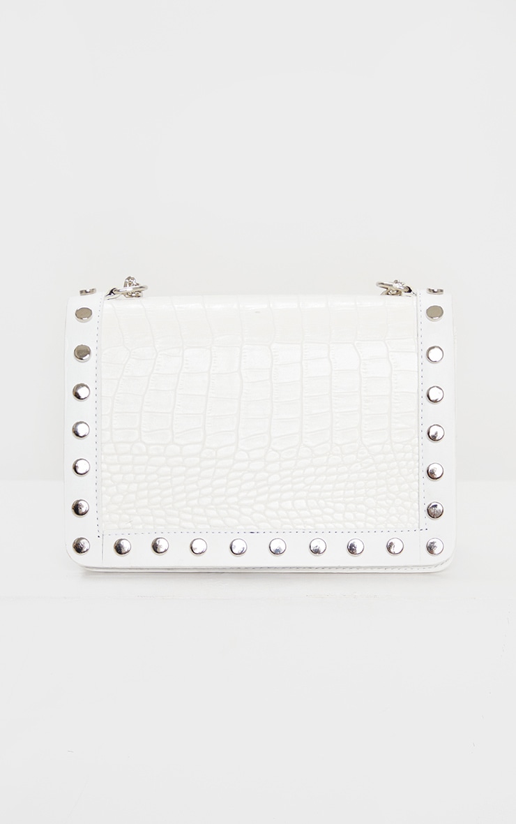 White Studded Croc Cross Body Bag PrettyLittleThing CA