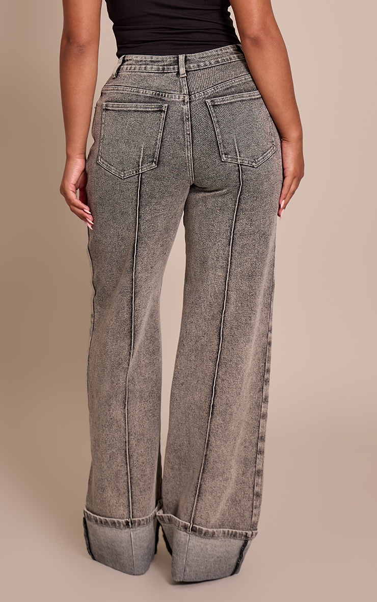 Shape Jean large taille haute en jean stretch gris cendré à pinces et ourlets repliés image 3