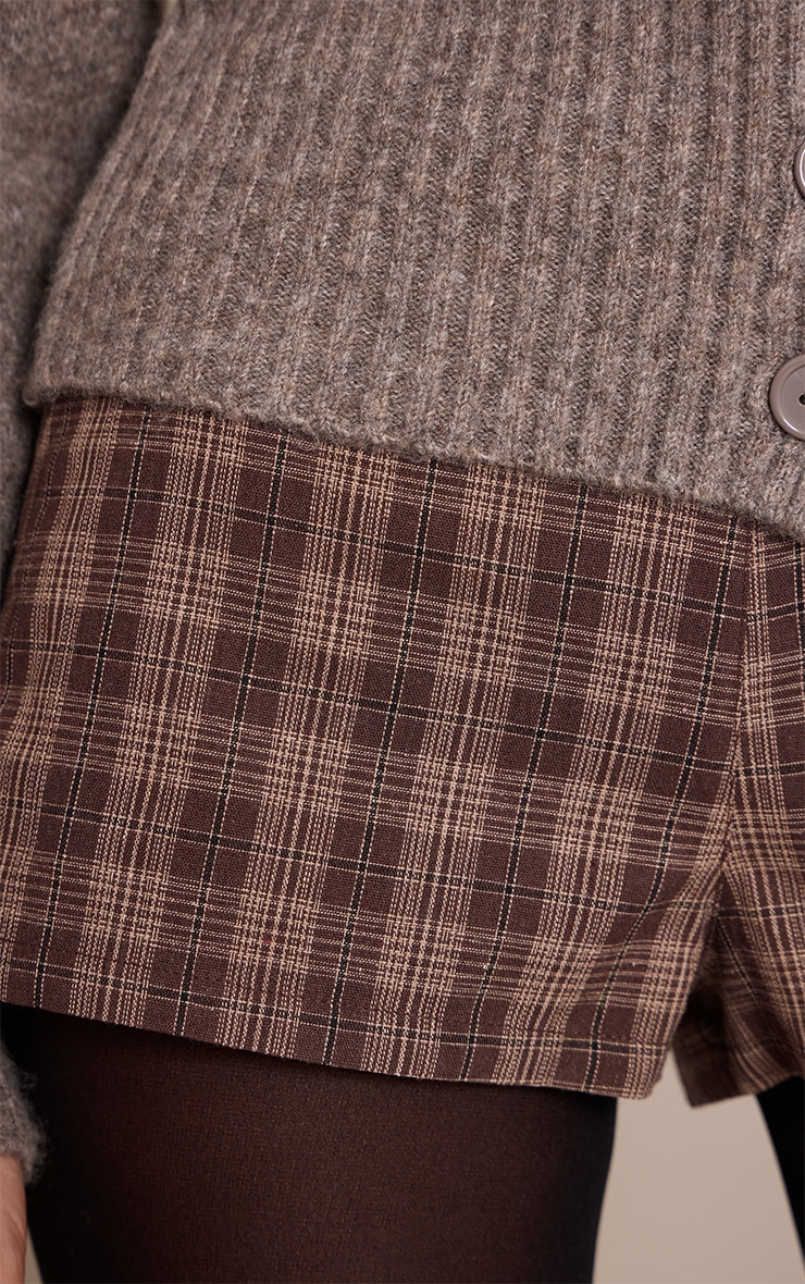 Brown Check Low Rise Hot Pants image 5
