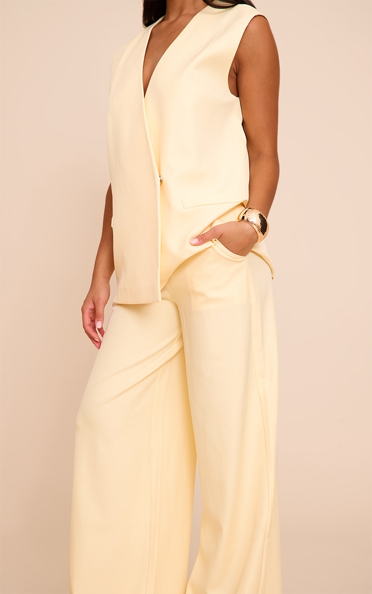 Butter Yellow Woven Extreme Wide Leg Pleated Mid Rise Wide Leg Pants image 4