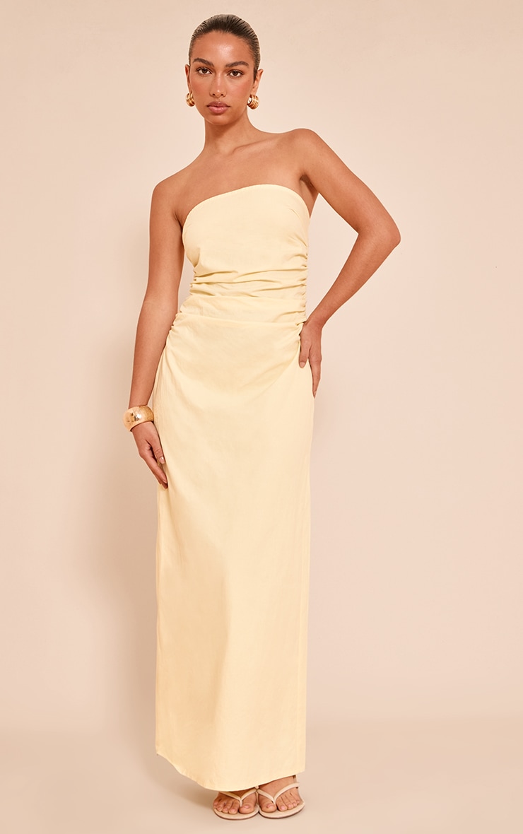 Lemon Bandeau Ruched Midaxi Dress image 1