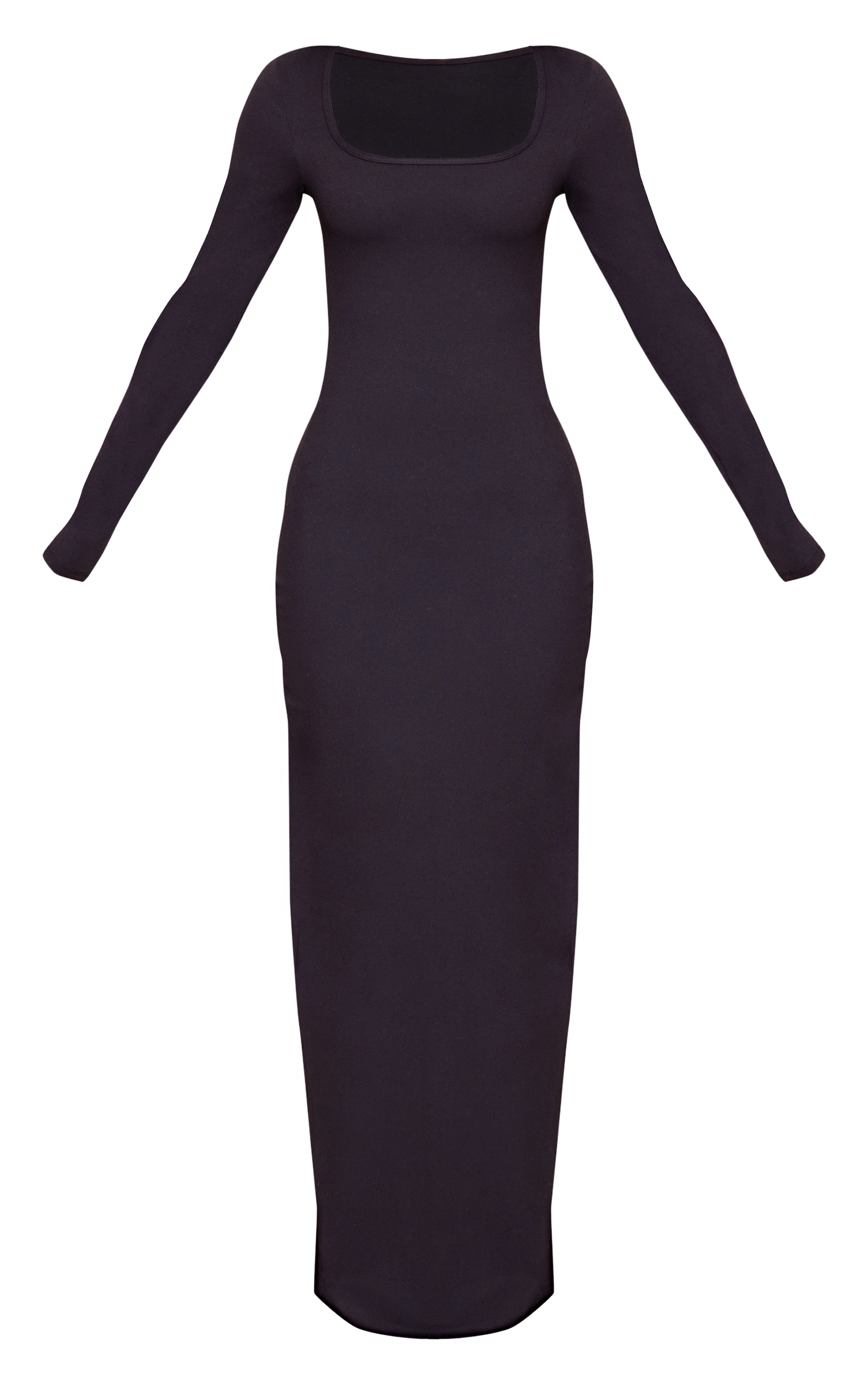 Petite Black Contour Sculpt Long Sleeve Maxi Dress image 5