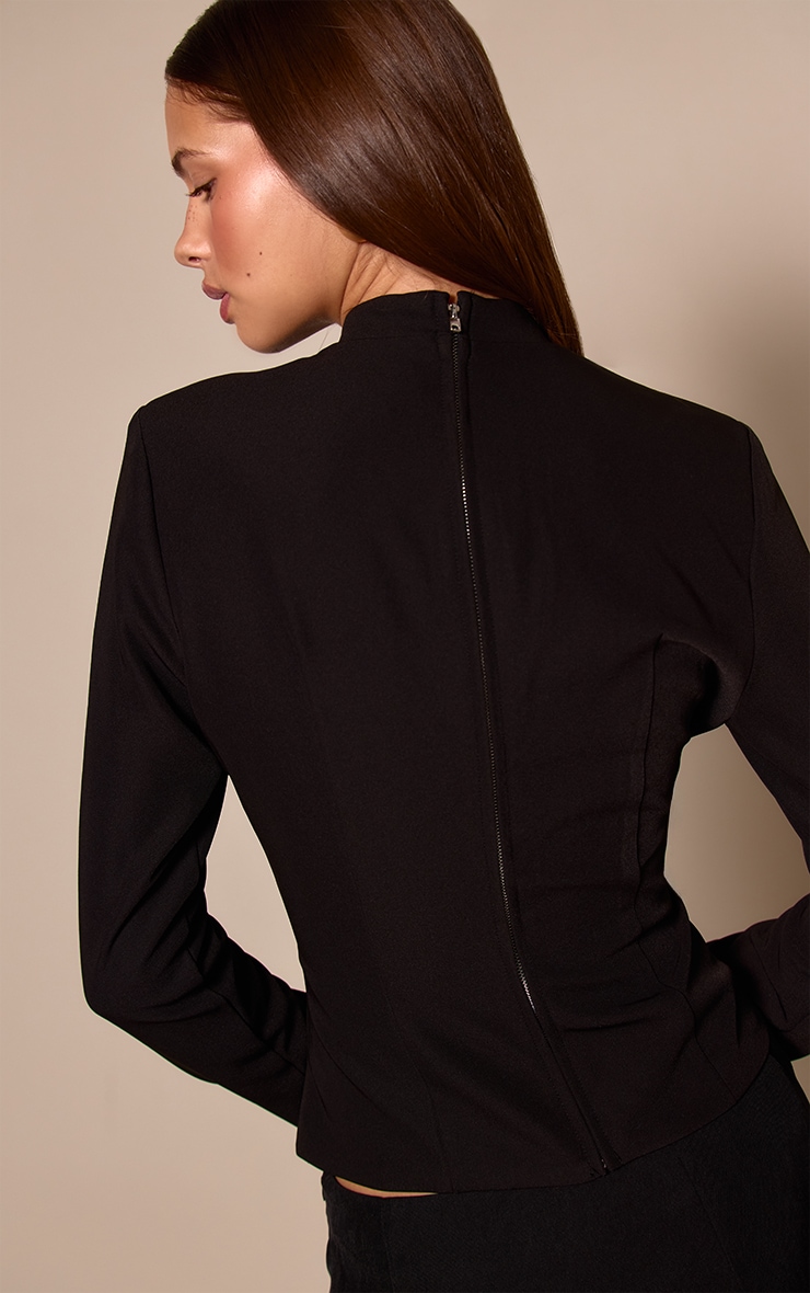 Black Tailored Keyhole Trim Detail Top image 2