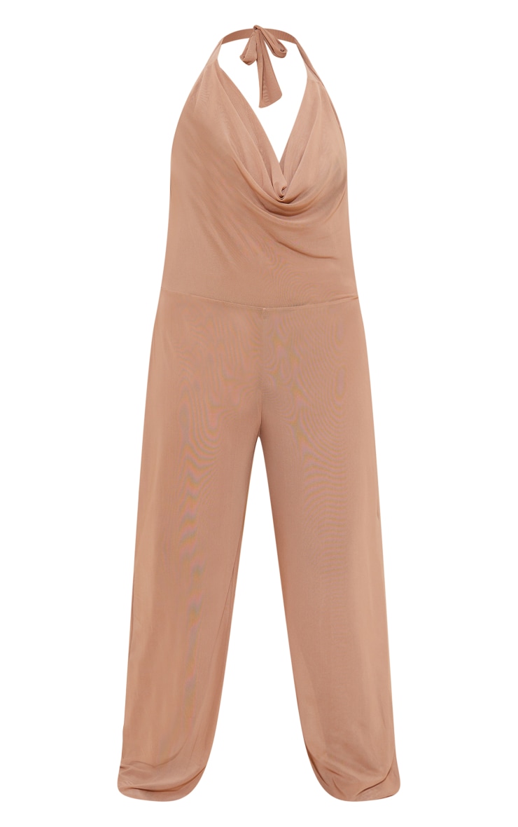 Plus Stone Mesh Cowl Neck Beach Jumpsuit image 4