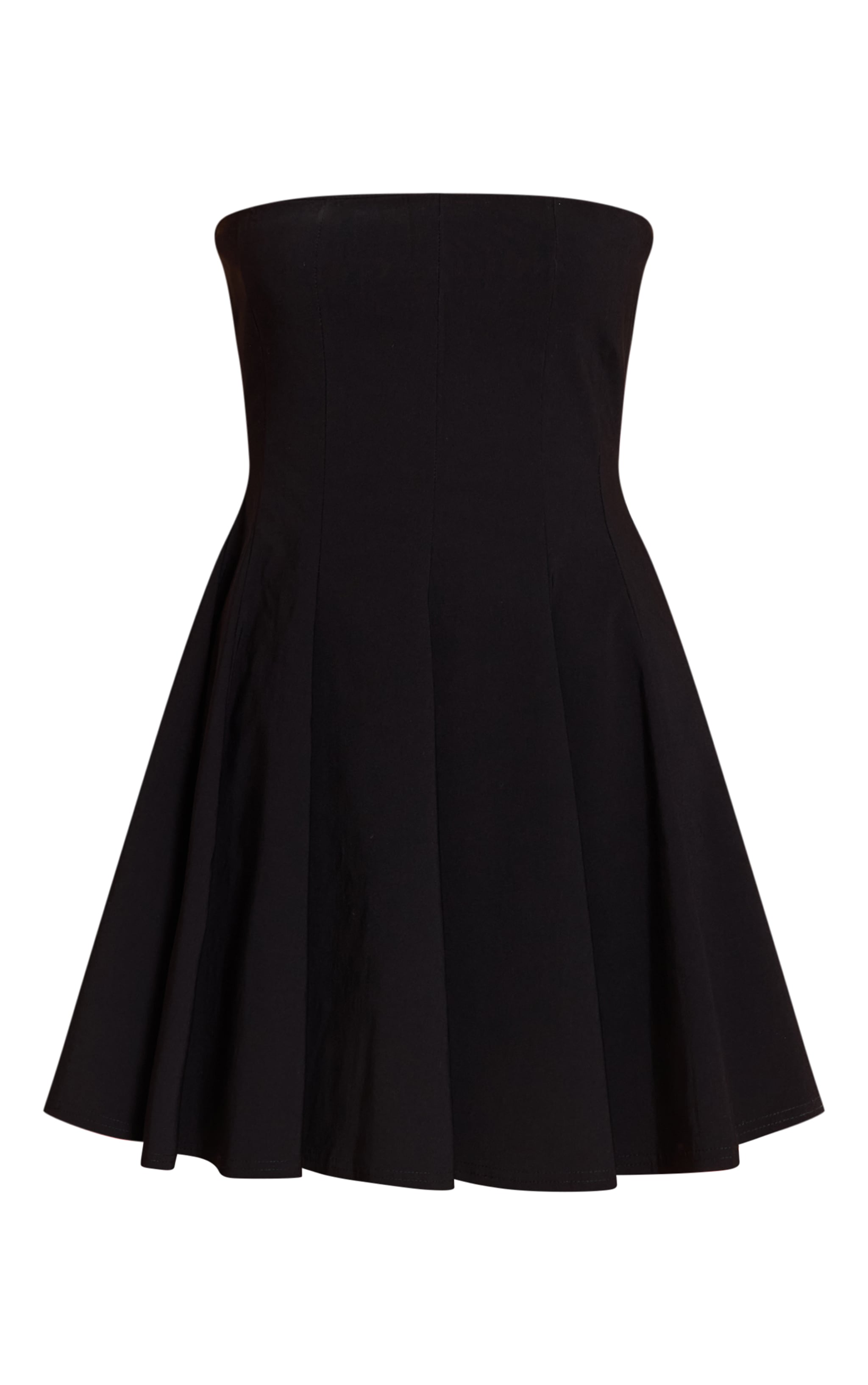 Black Stretch Woven Bandeau Pleated Shift Dress image 5