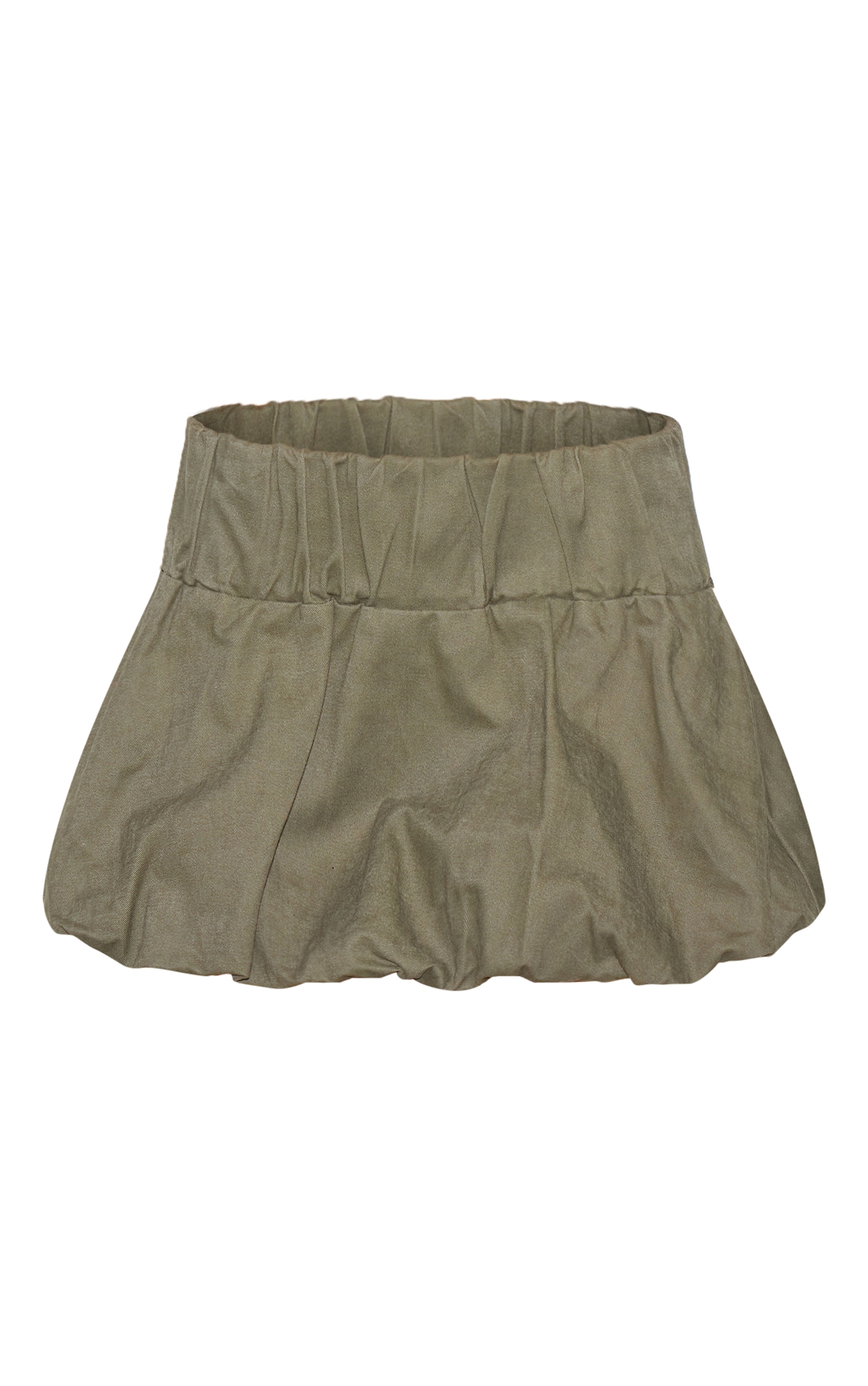 Khaki Twill Low Rise Puffball Mini Skirt image 6