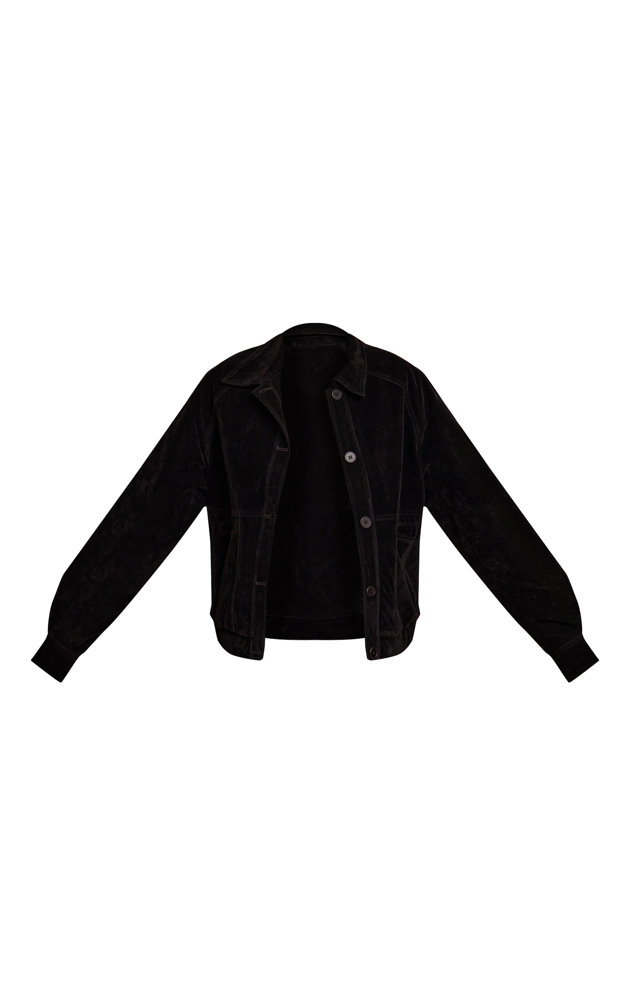 Black Oversized Faux Suede Jacket image 5