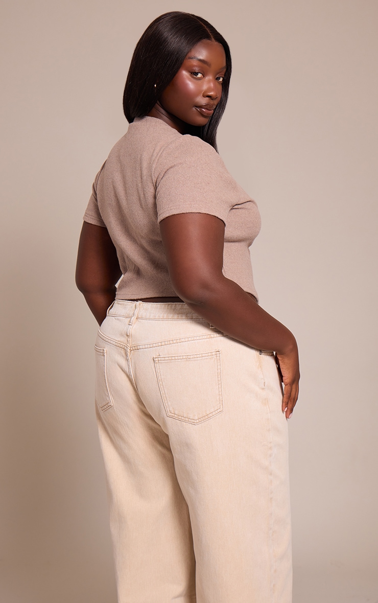 Plus Oatmeal Soft Touch Rib Crop Top image 2