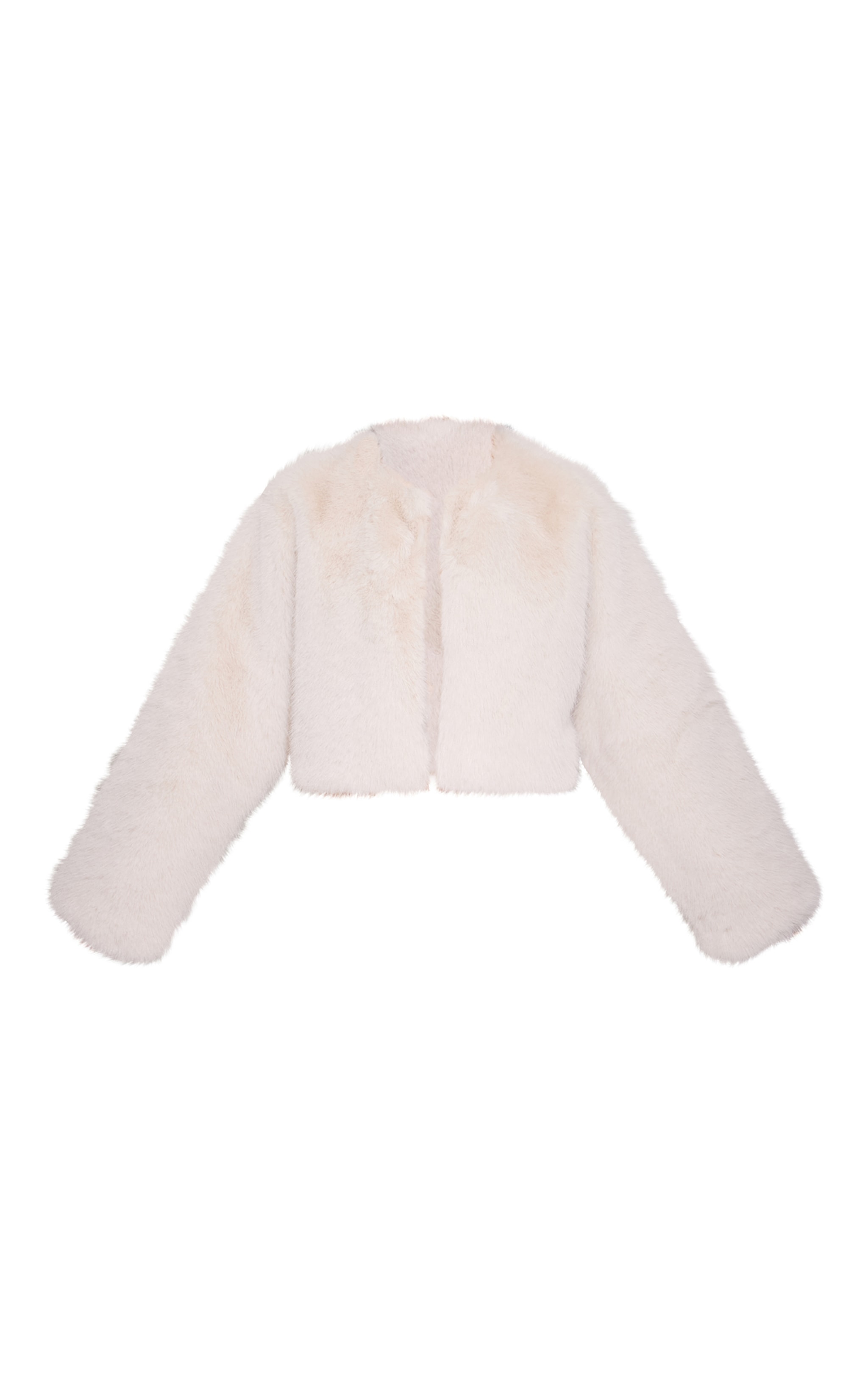 Cream Cropped Faux Fur Coat image 5