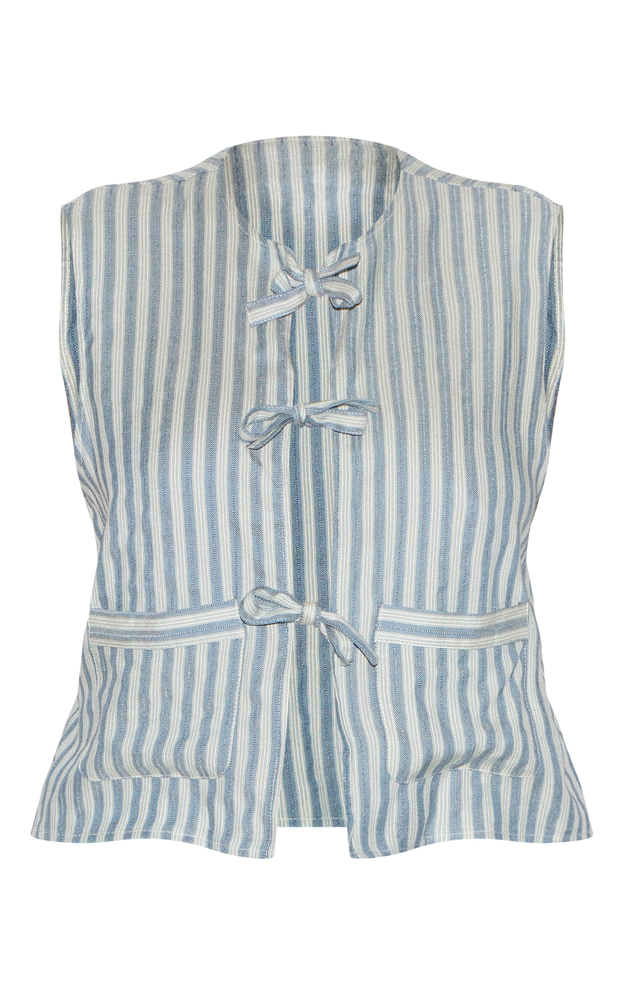 Plus Gilet bleu clair noué devant à rayures image 5