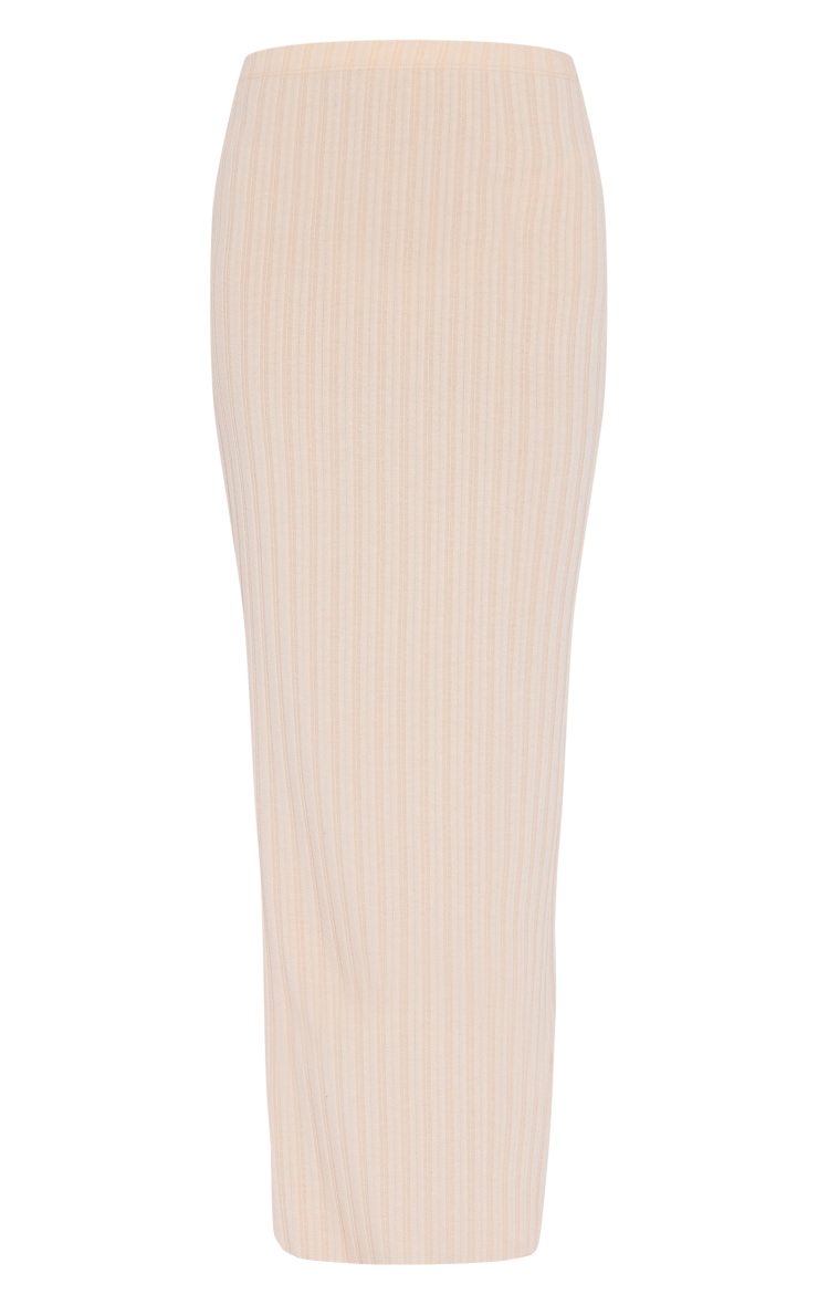 Oatmeal Soft Rib Low Rise Maxi Skirt image 5