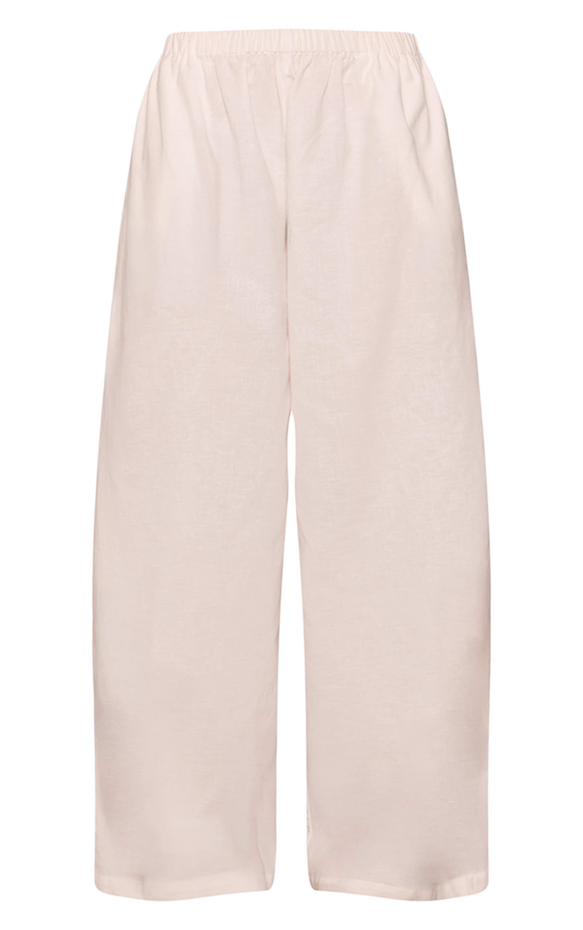 White Linen Shirred Waist Pants image 5