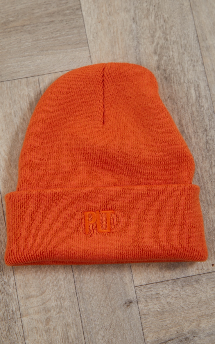 PRETTYLITTLETHING Orange Tonal Embroidered Beanie image 2