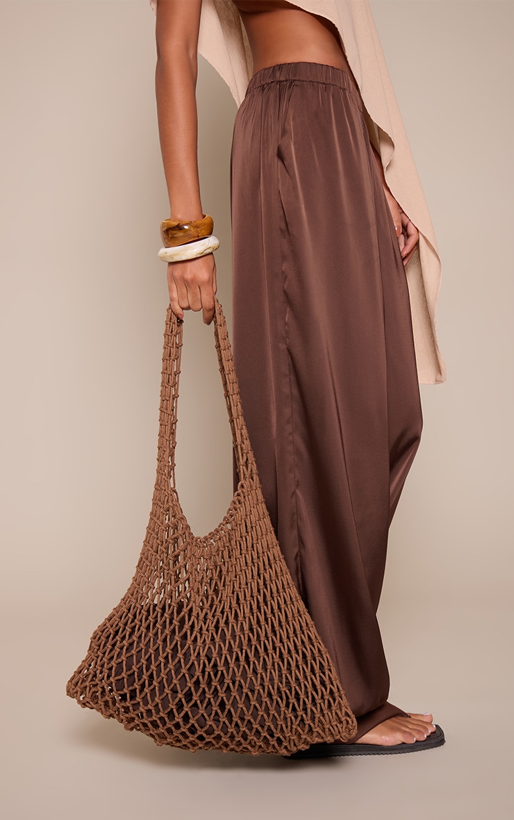 Chocolate Fishnet Oversized Shopper Bag