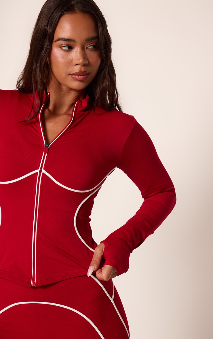Red Seamless Contrast Seam Jacket