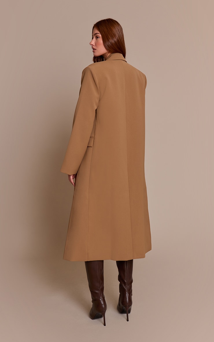 Taupe Maxi Tailored Double Breasted Jacket  image 3