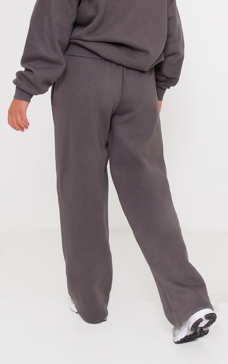 PRETTYLITTLETHING Charcoal Logo Oversized Wide Leg Sweatpants image 3