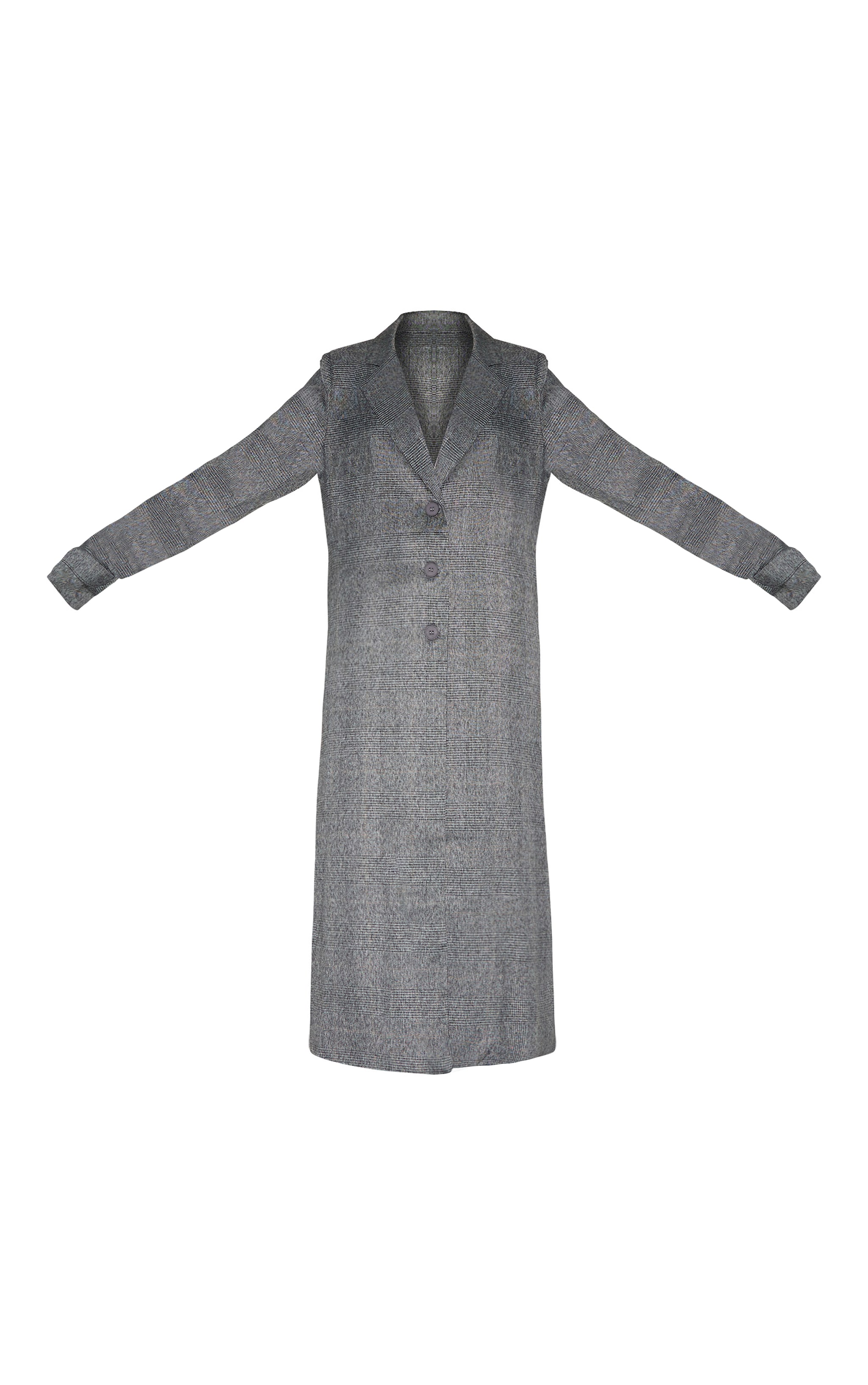 Grey Check Print Oversized Trench Coat image 5