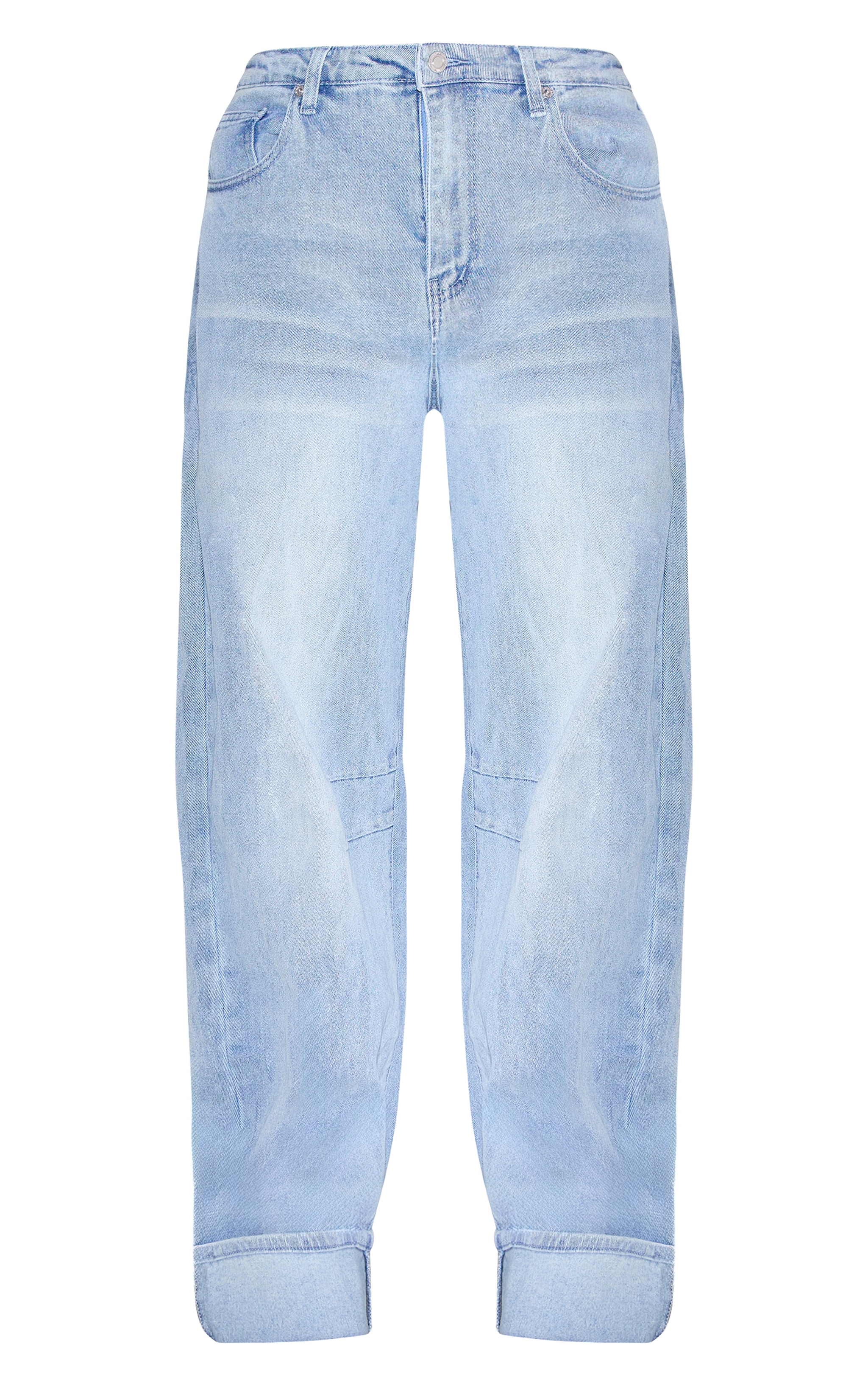 Shape Light Blue Highwaisted Stretch Denim Barrel Leg Turn Up Hem Jean image 5