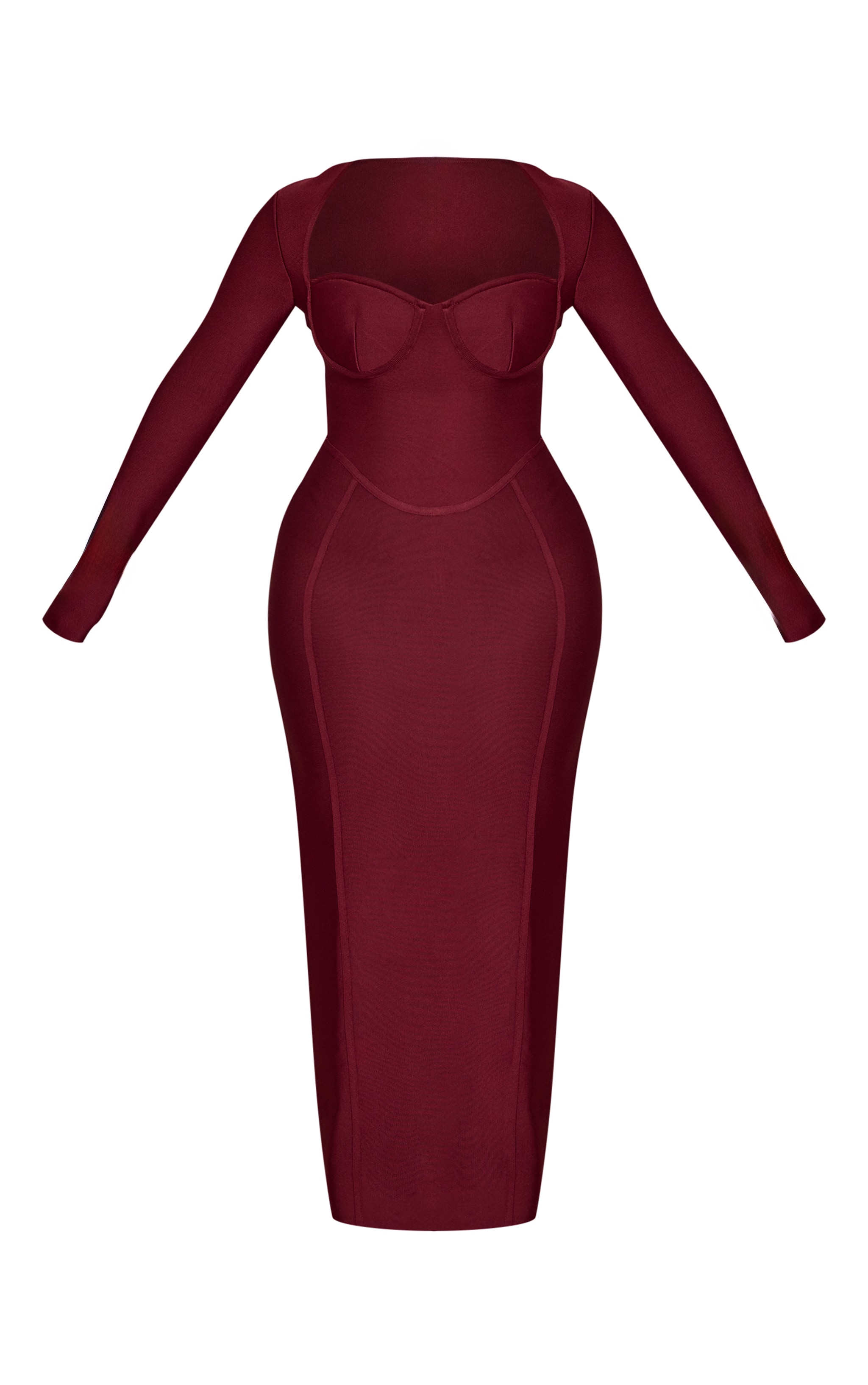 Shape Wine Bandage Long Sleeve Corset Maxi Dress image 5